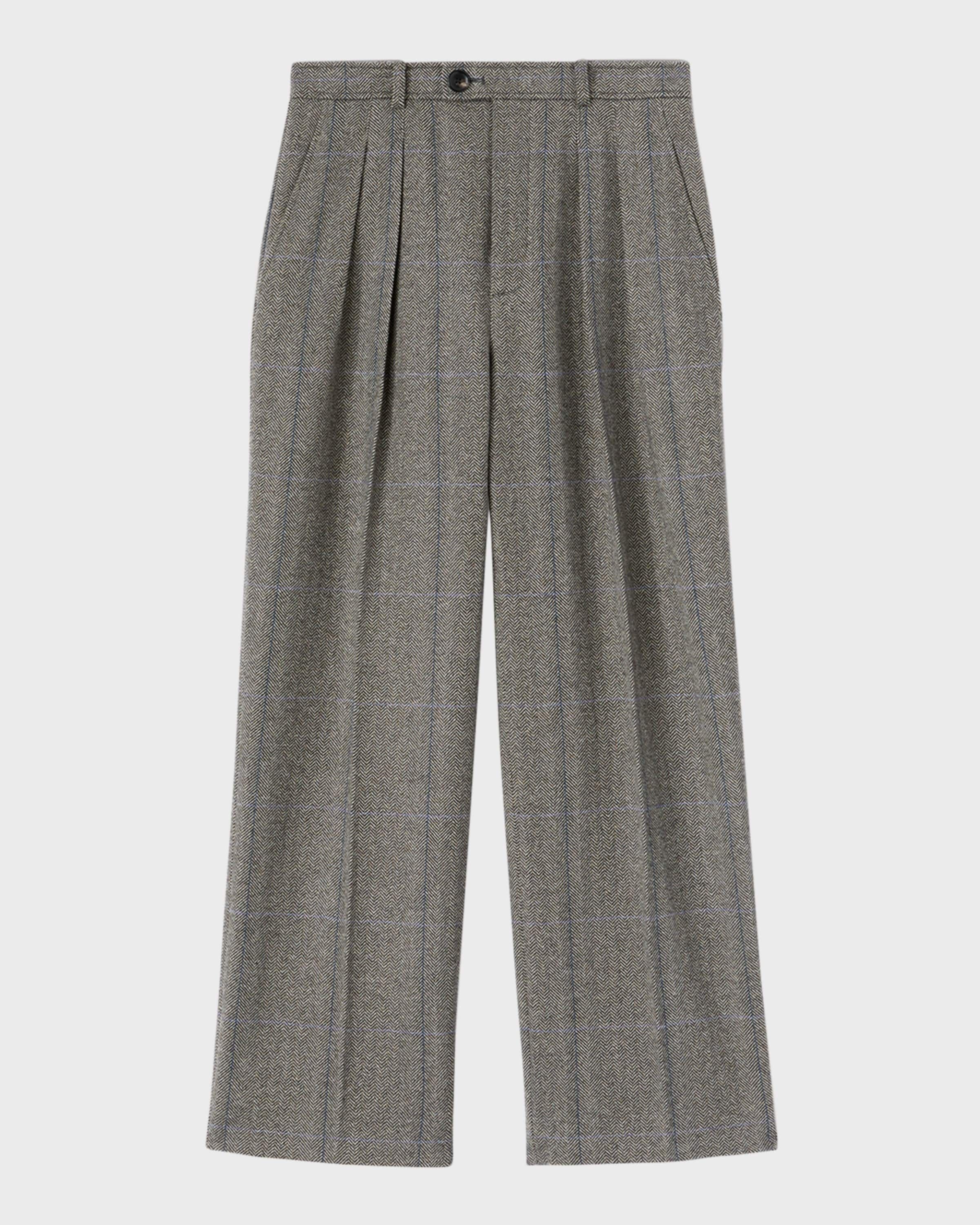 Loro Piana o1srvl11e0824 Yurik Cheviot Overcheck Trouser in Grey Size 30" / US 8 / IT 44 - 1 Thumbnail