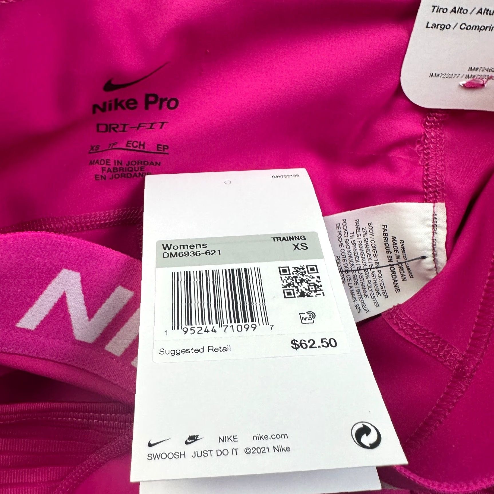 Nike Nike Pro Leggings Womens XS Black High-Waisted Pockets Size 26" / US 2 / IT 38 - 6 Thumbnail