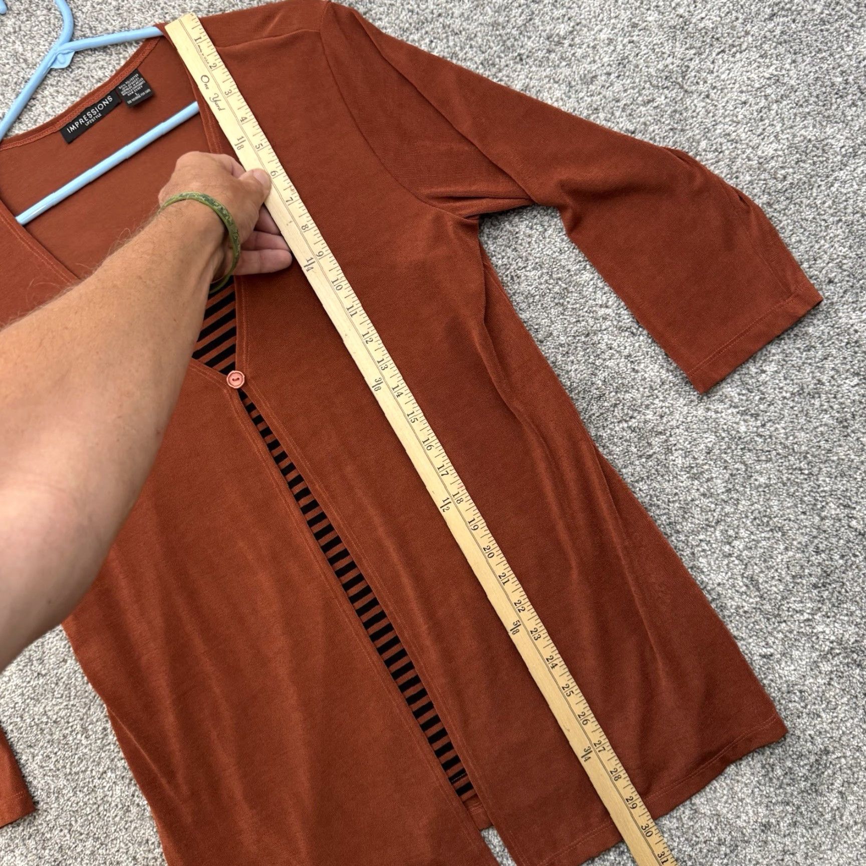 Vintage VINTAGE Impressions Cardigan Top L Women Brown Slinky Office Chic Lagenlook 3/4 Sleeve V-Neck Size L / US 10 / IT 46 - 2 Thumbnail