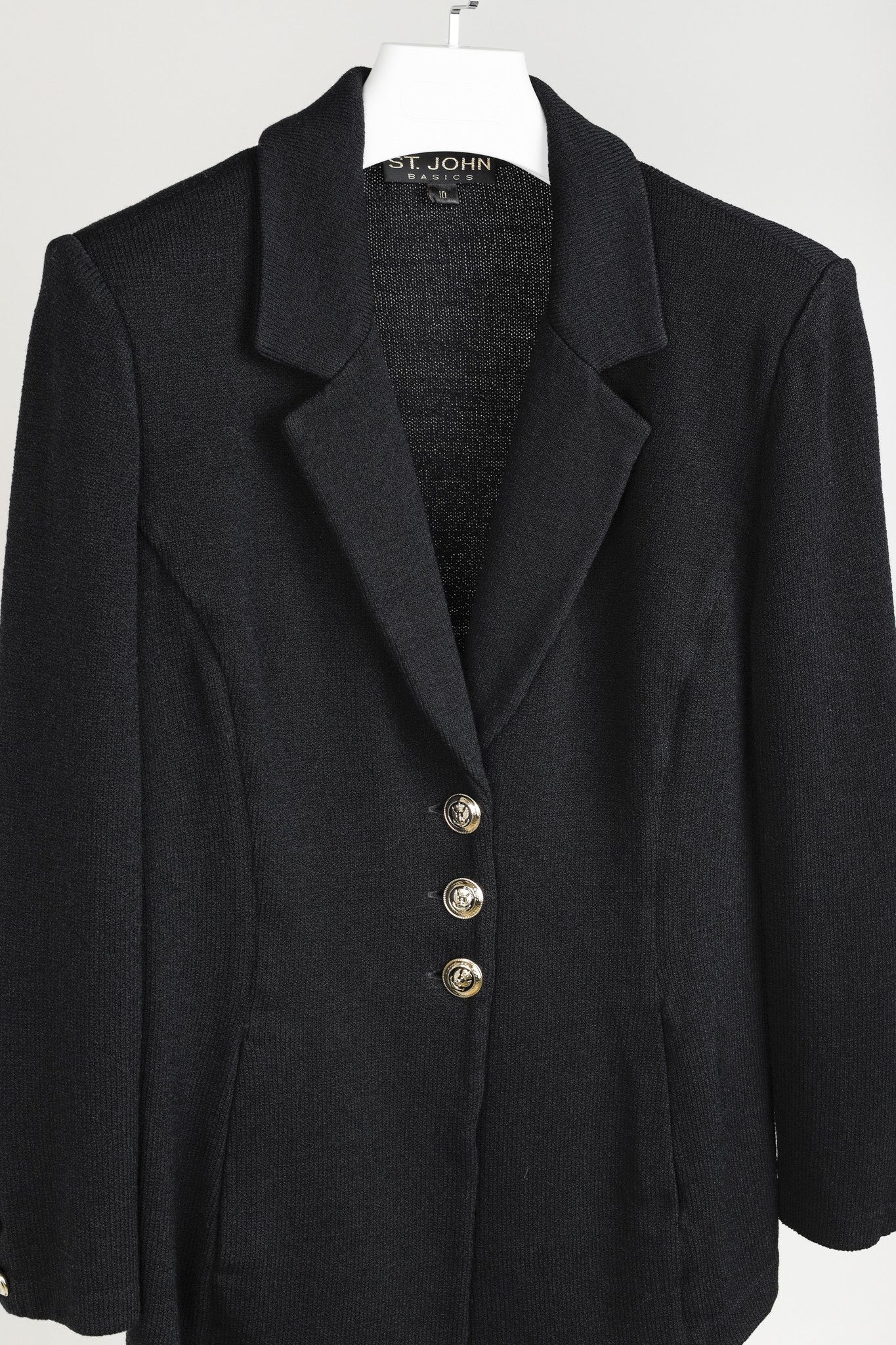 Other St. John 2002 Golden Eagle Button Black Knit Blazer Size L / US 10 / IT 46 - 3 Thumbnail