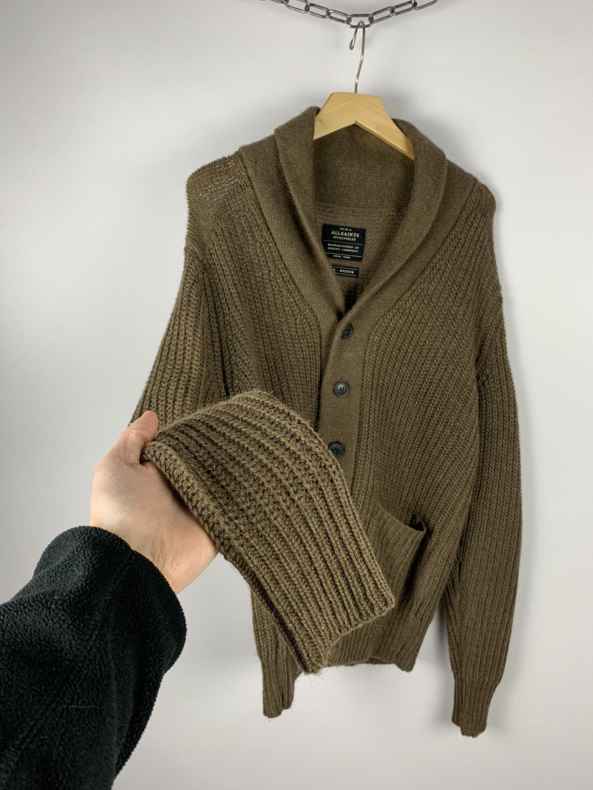 Allsaints Spitalfields Furness Cardigan Men’s Size M Olive