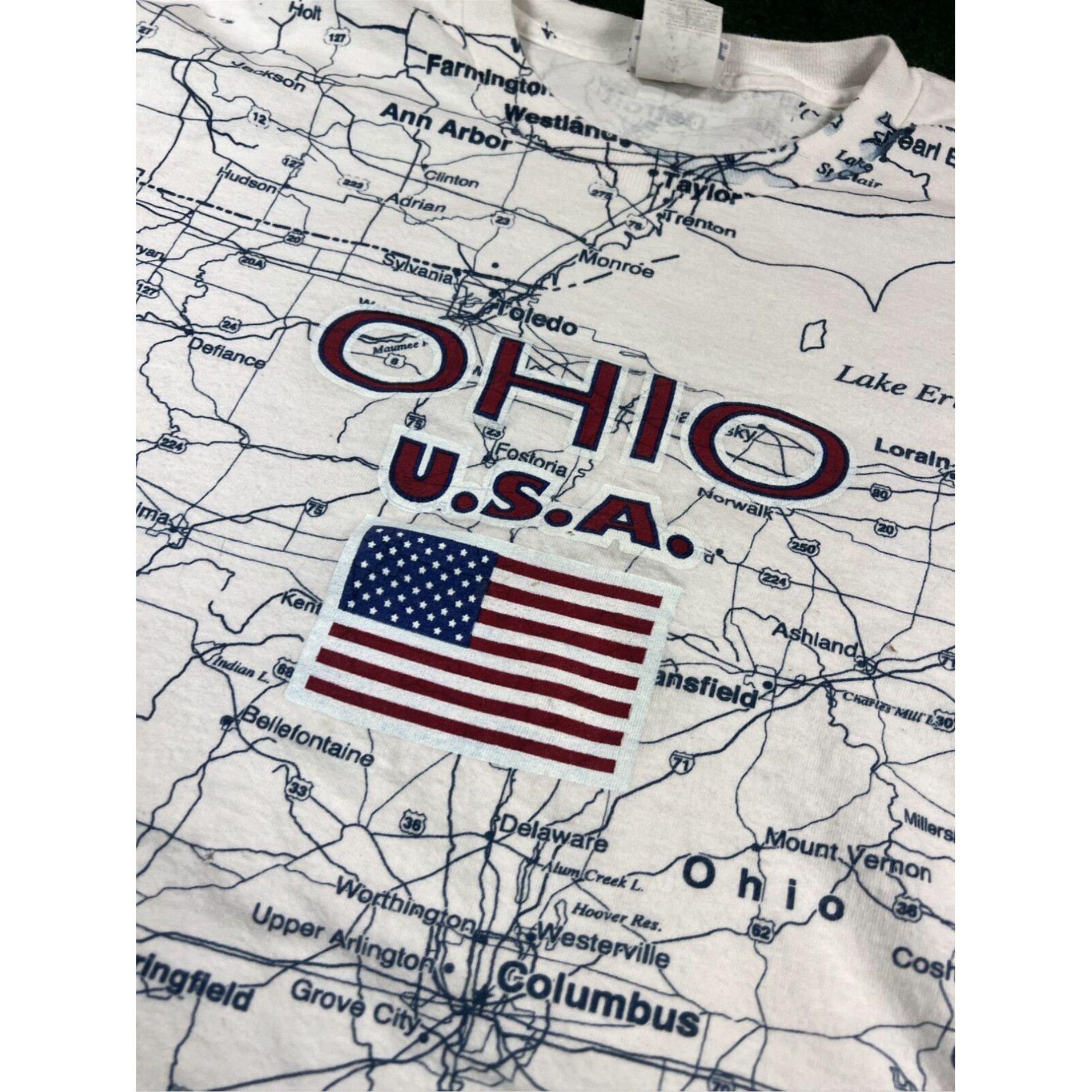 TEE JAYS Vtg Ohio Map White T-Shirt size large all over print big graphic 90s Size L / US 10 / IT 46 - 5 Thumbnail