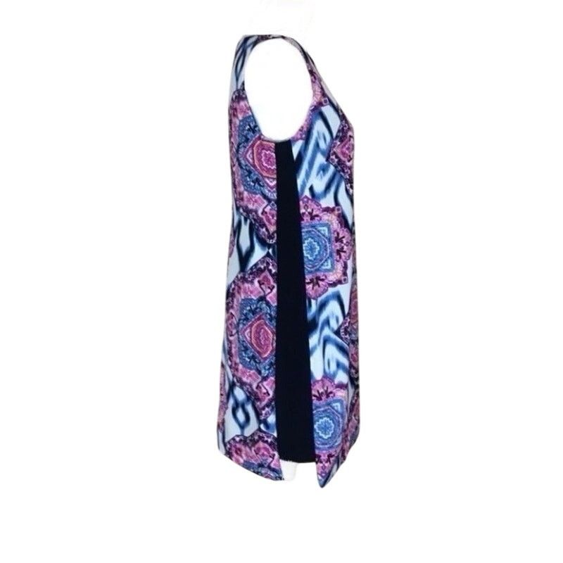 Vince Camuto Vince Camuto Blue Sleeveless Ikat Medallion Shift Dress 10 Size L / US 10 / IT 46 - 4 Thumbnail