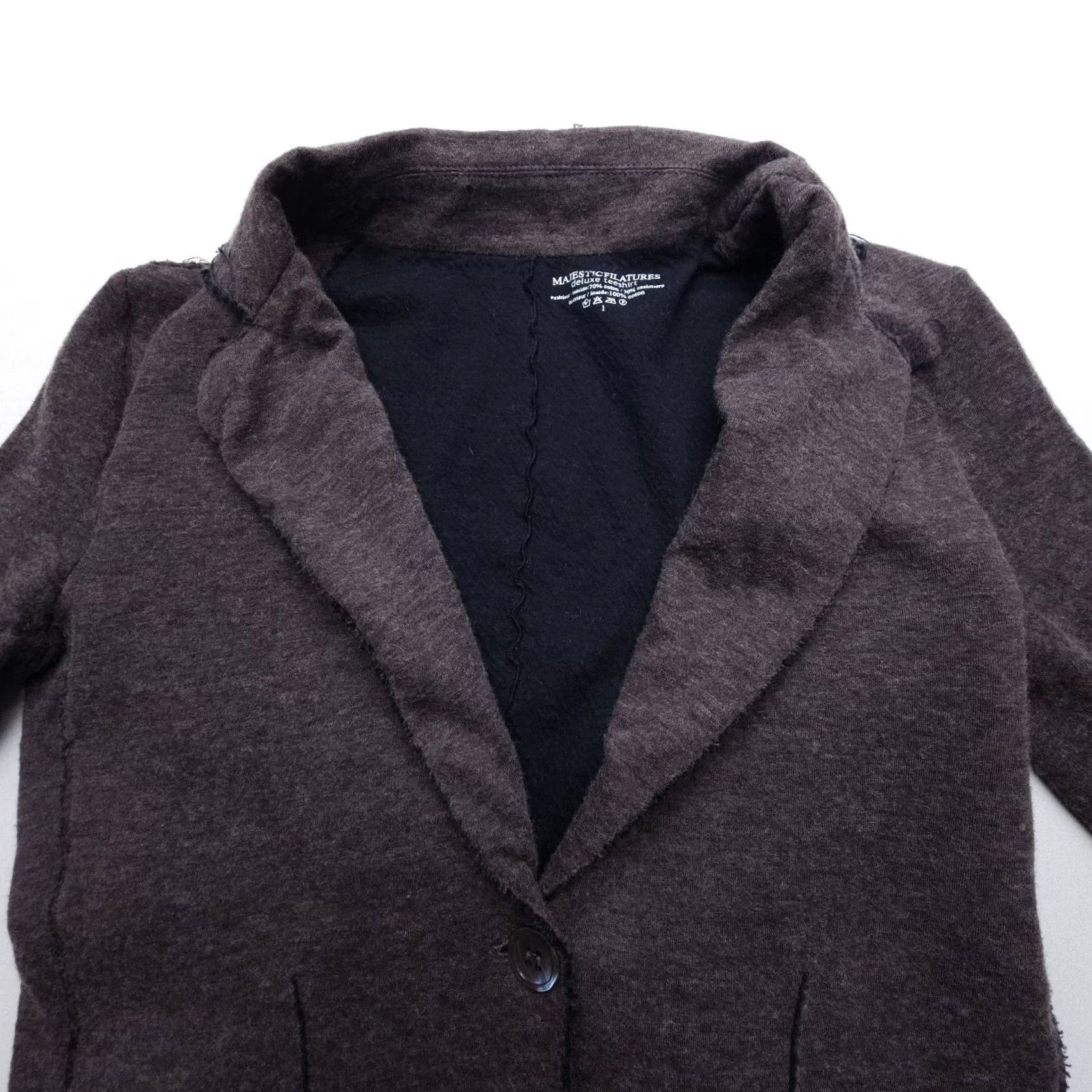 MAJESTIC FILATURES Majestic Filatures Blazer XS Gray Cotton Cashmere Unstructured Button Front Womens Regular Short Jacket Solid Knit 90s Preppy Style Size XS / US 0-2 / IT 36-38 - 3 Thumbnail