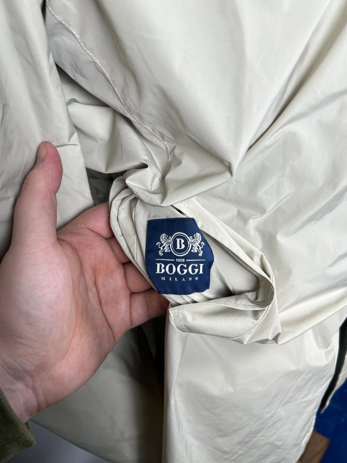 Boggi Boggi Milano Grey Wool Ivory Nylon Overcoat Reversible Coat Size US L / EU 52-54 / 3 - 8 Thumbnail