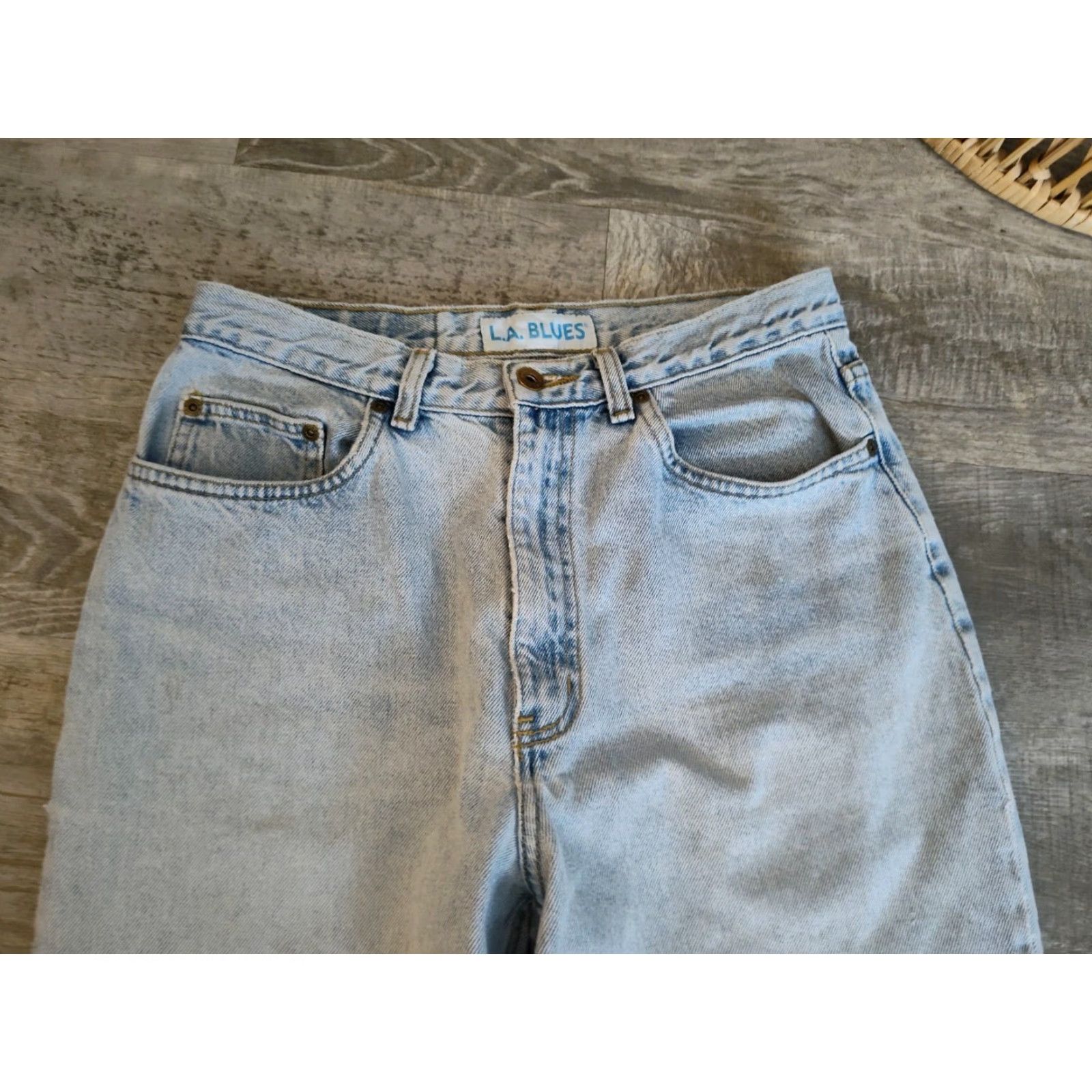 Vintage Vintage L.A. Blues Women’s Denim Jeans Size 12 Light Wash High Waist Slim Fit 90s Mom Style Size 34" / US 12 / IT 48 - 4 Thumbnail