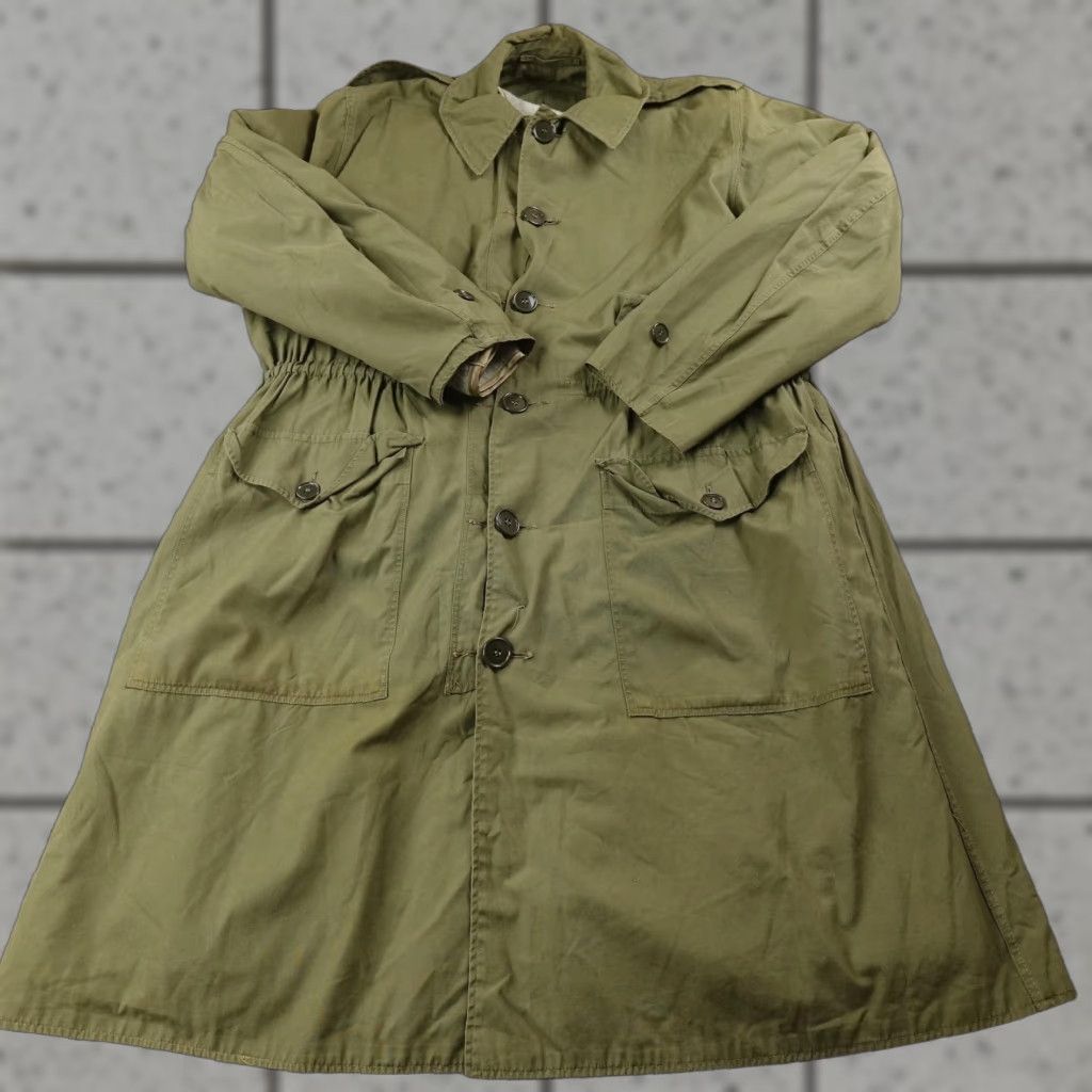 Vintage VINTAGE Army Jacket Mens M Green Wool Lined Trench Coat Overcoat Military Parka 70s Size US M / EU 48-50 / 2 - 1 Thumbnail