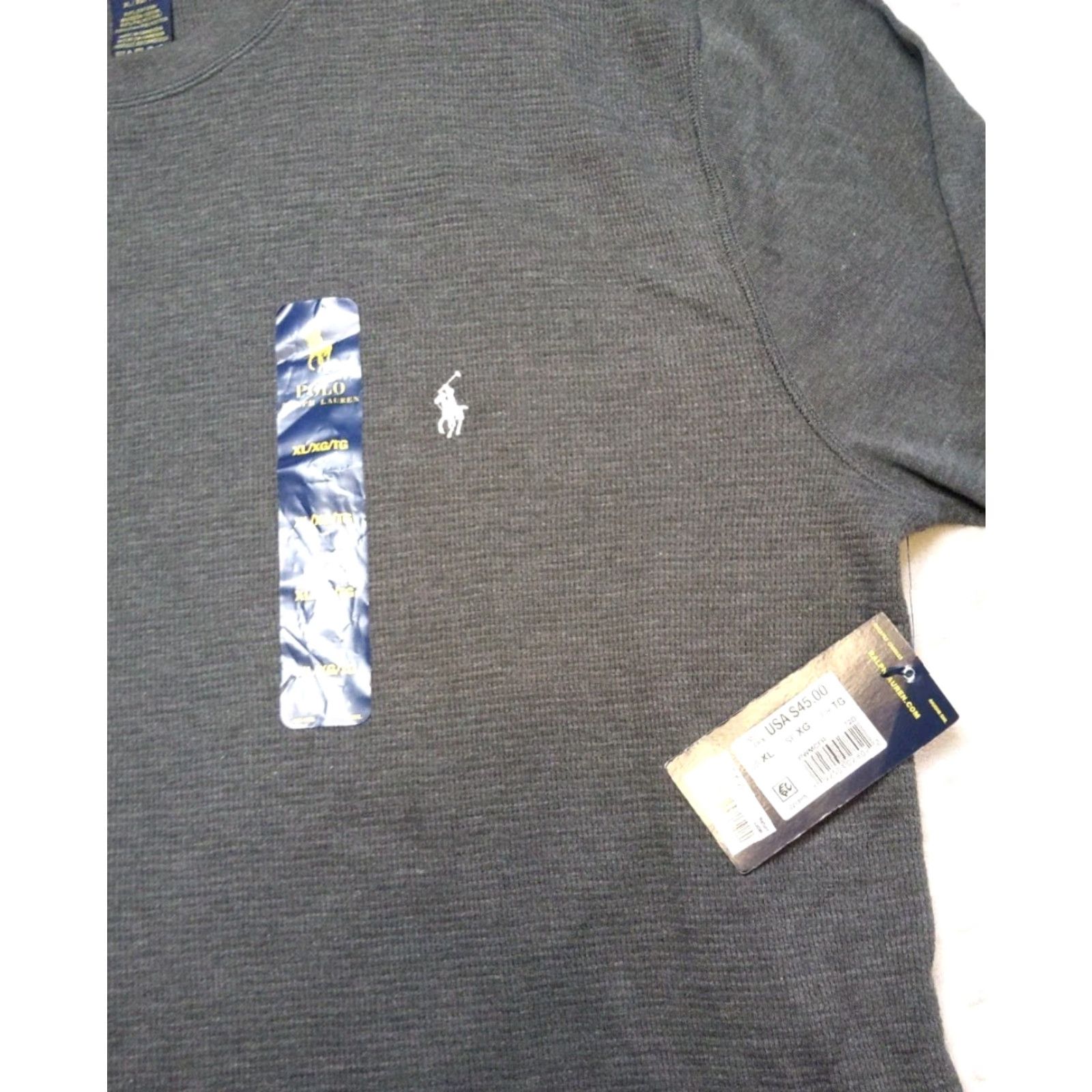 Polo Ralph Lauren Polo Ralph Lauren Dark Gray Knit Thermal Crew Neck Long Sleeve Top Mens 2XL NEW Size US XXL / EU 58 / 5 - 2 Thumbnail