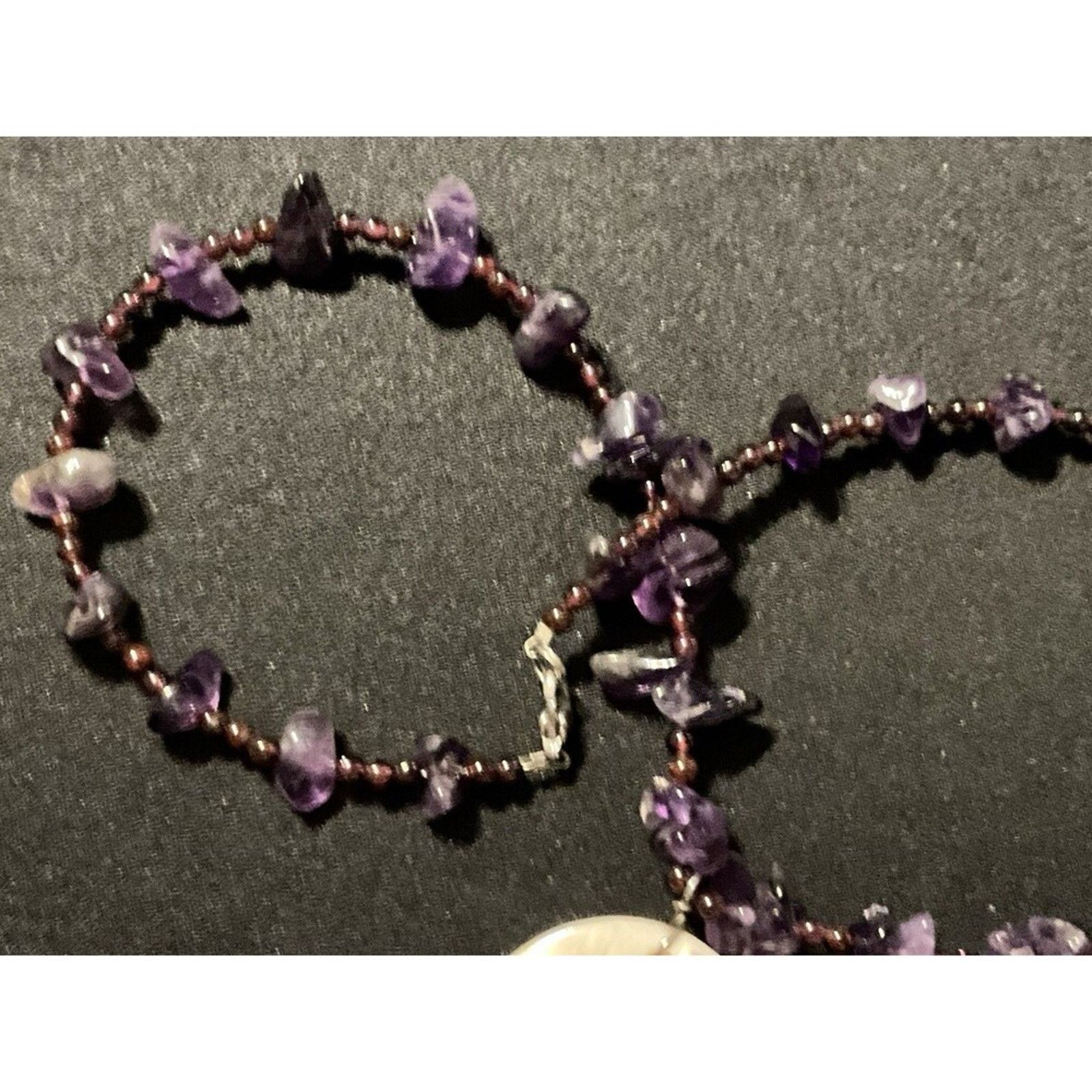 Other Blister Pearl Shell, Amethyst & Garnet Bale Spacers Necklace Size ONE SIZE - 2 Thumbnail