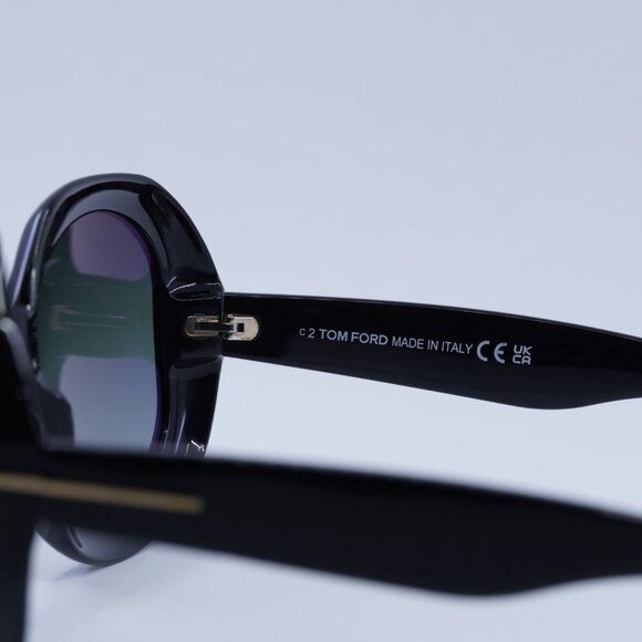 Tom Ford Tom Ford Georgia-02 FT1011 01B Sunglasses Black Round Frame Size ONE SIZE - 9 Thumbnail