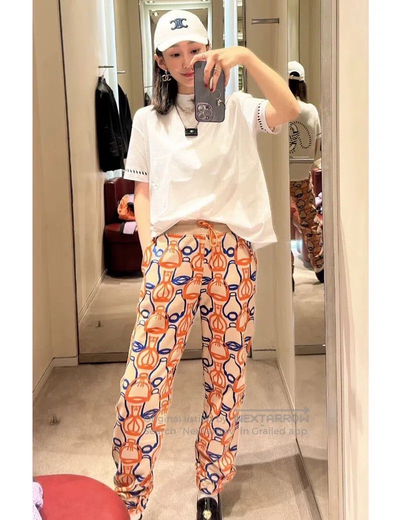 Hermes Hermes Color-block stirrup fantasy print cotton drawstring Size 42" / US 20 - 9 Thumbnail