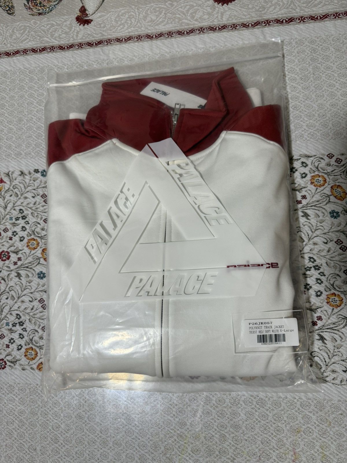 Palace Palace Rib POLYKNIT TRACK JACKET TRUEST RED SOFT WHITE Size Size US XL / EU 56 / 4 - 4 Thumbnail