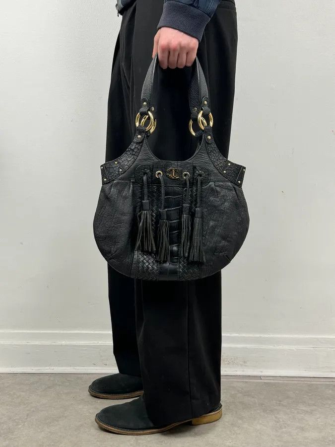 Just Cavalli AW2011 Cavalli Tassel Black Leather Hobo Handle Bag Size ONE SIZE - 3 Thumbnail