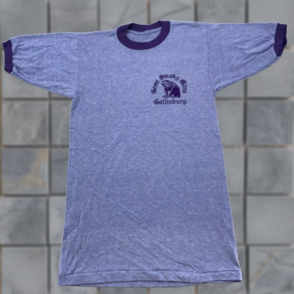 Vintage VINTAGE Great Smoky Mtns Shirt Mens Medium Purple Ringer Gatlinburg Bear 80s Tee Size US XS / EU 42 / 0 - 1 Thumbnail