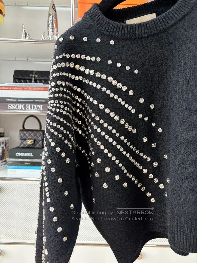 Gucci Elegant Black Knit Sweater with Embellishments. Size US S / EU 44-46 / 1 - 2 Thumbnail