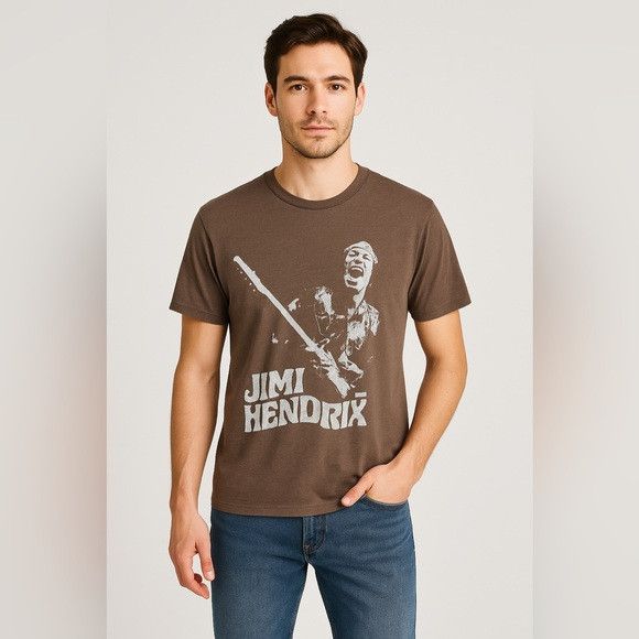 Jimi Hendrix Jimi Hendrix Graphic Band Tee Brown Size L 100% Cotton Size US L / EU 52-54 / 3 - 1 Thumbnail