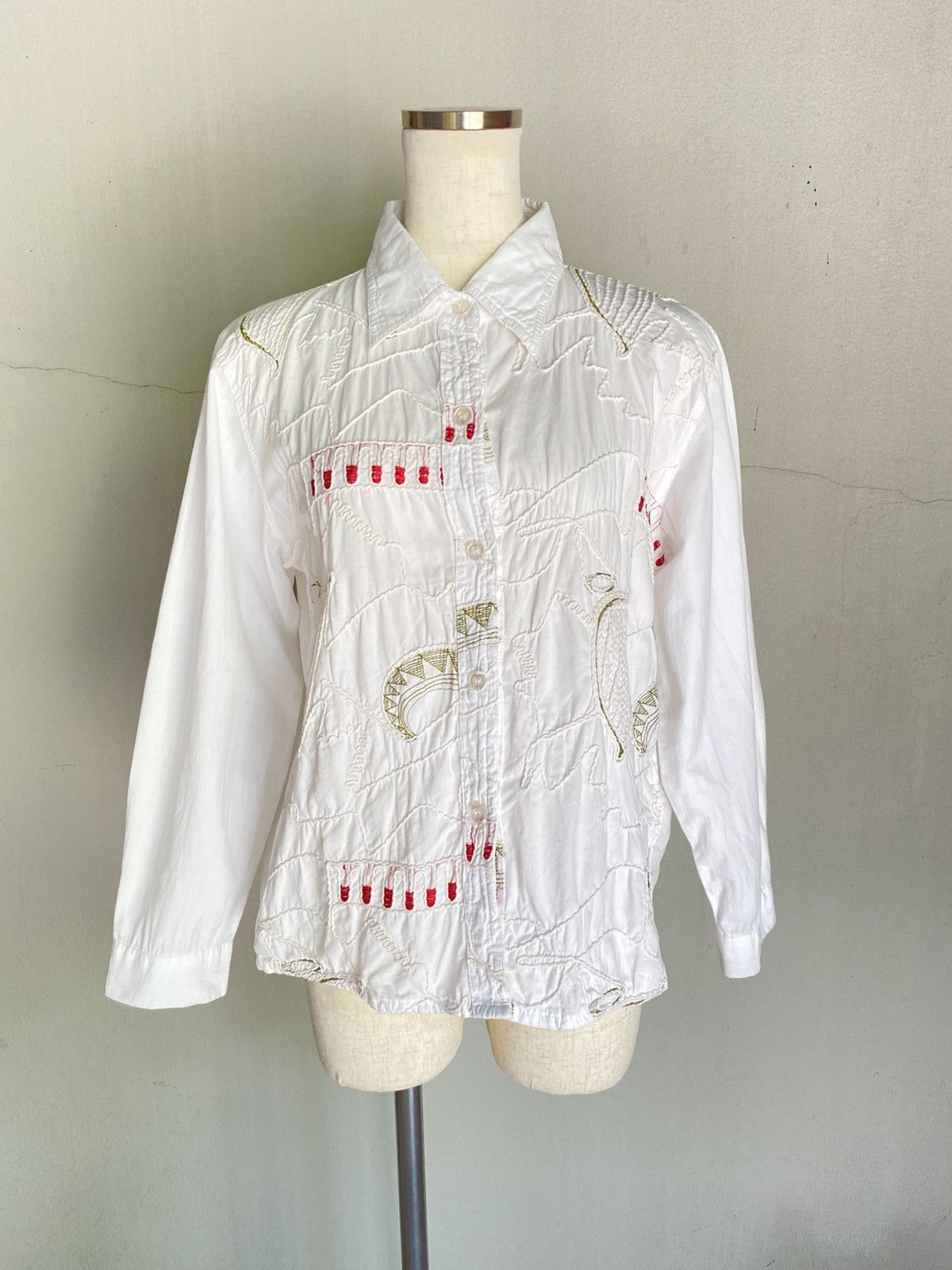 Japanese Brand OH. Castle White Embroidered Long-Sleeve Shirt Size M / US 6-8 / IT 42-44 - 8 Thumbnail