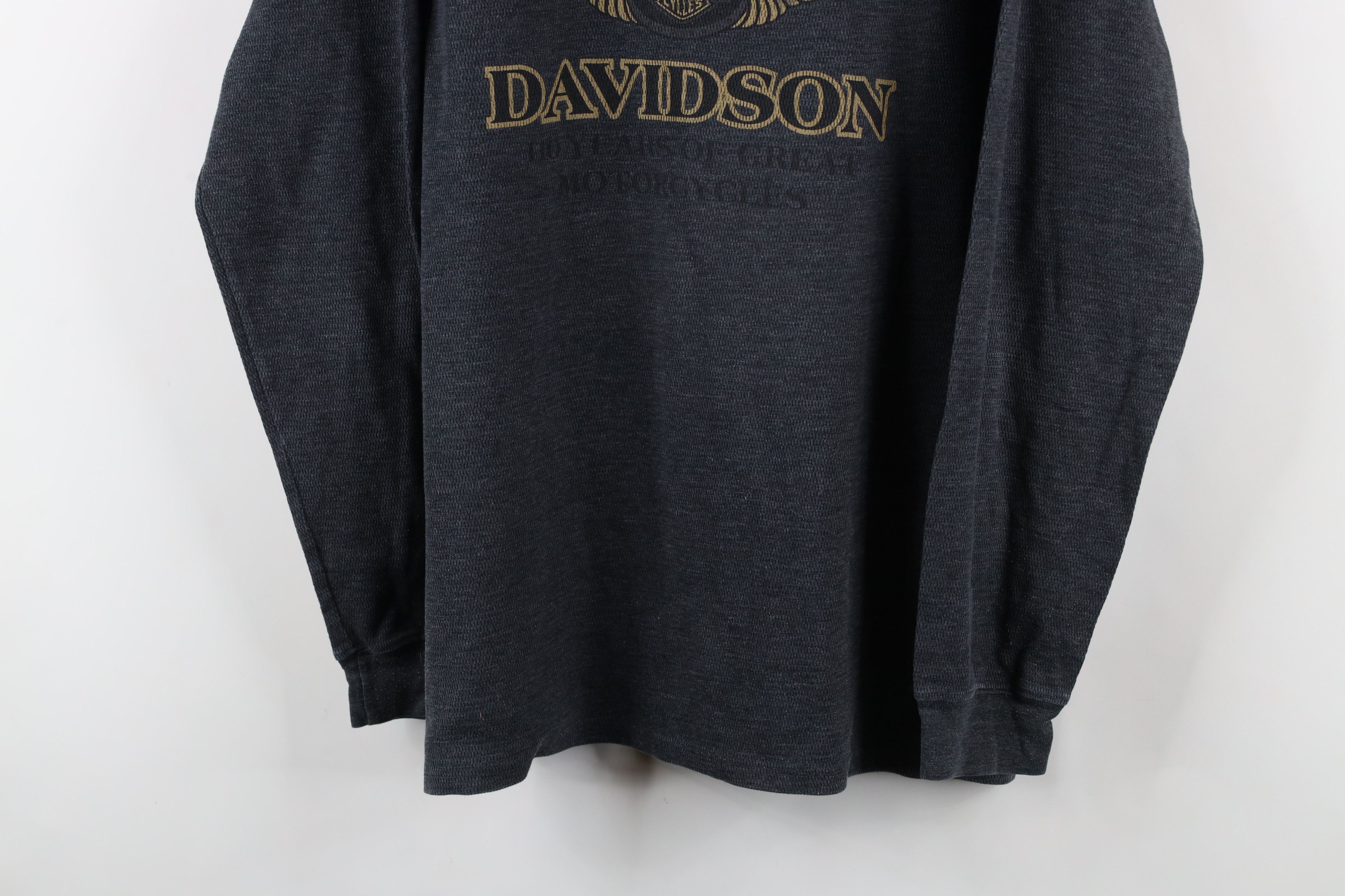 Harley Davidson Vintage Harley Davidson Waffle Knit Long Sleeve T-Shirt Gray Size US XL / EU 56 / 4 - 3 Thumbnail