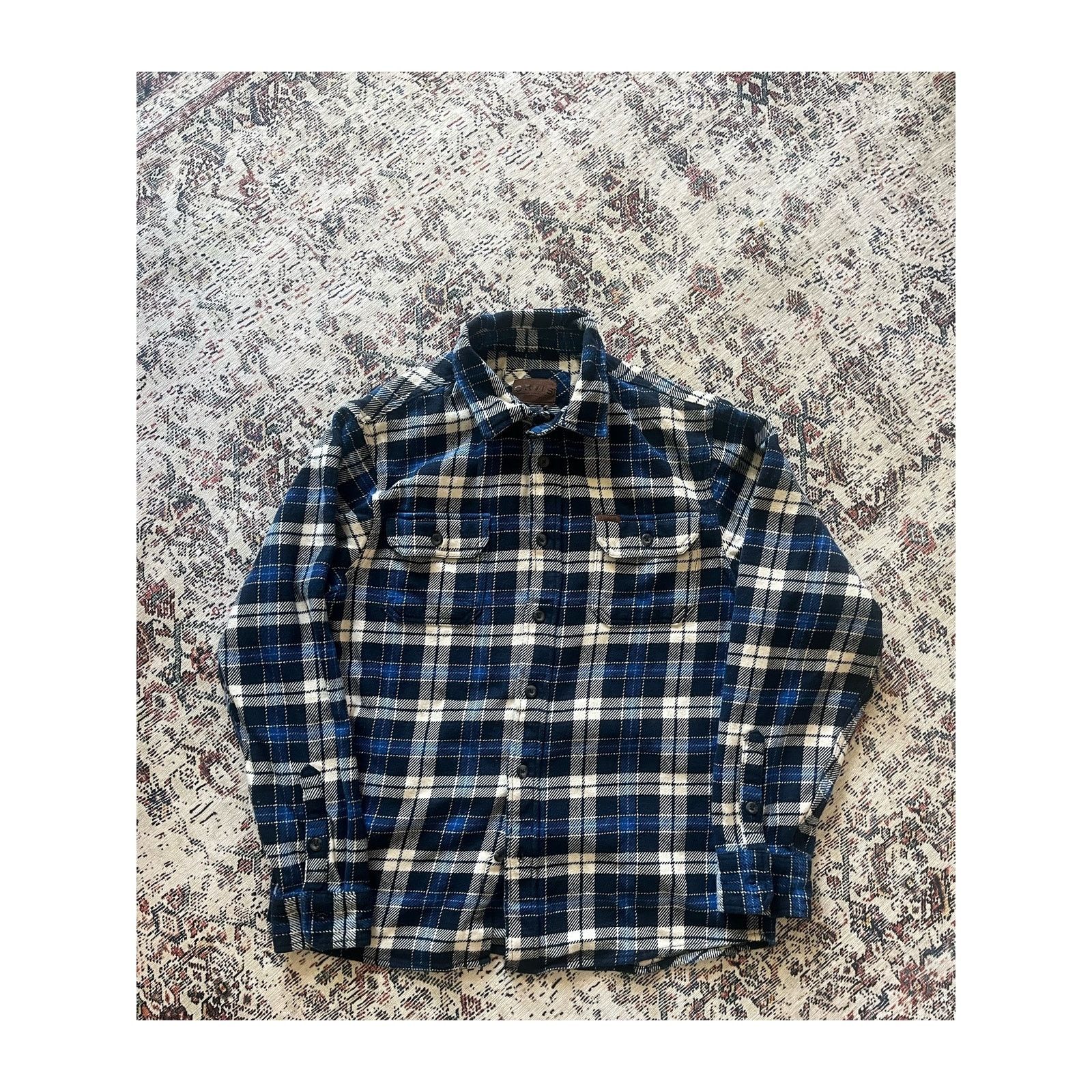 Orvis Orvis Men's Flannel Button Down Shirt Blue/White Medium Size US M / EU 48-50 / 2 - 1 Thumbnail