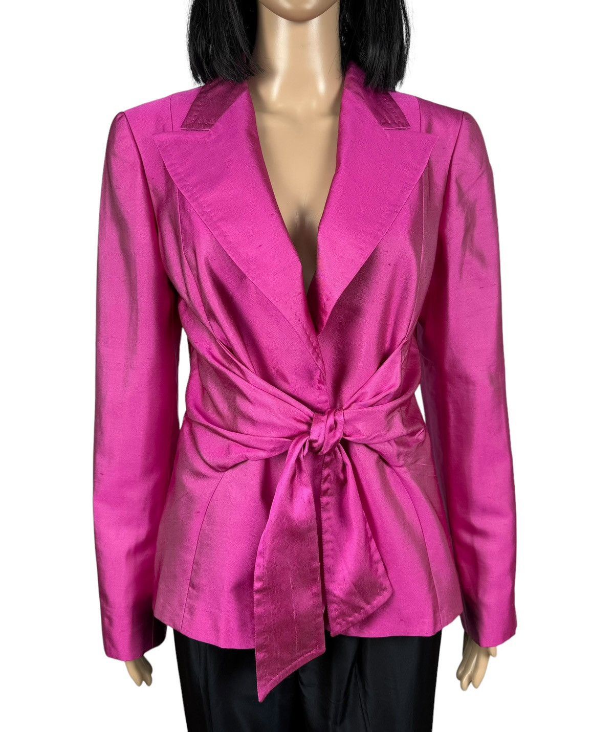 Max Mara Max Mara Pianoforte Silk-Cotton Blazer Belted size US10 IT44 Size L / US 10 / IT 46 - 3 Thumbnail