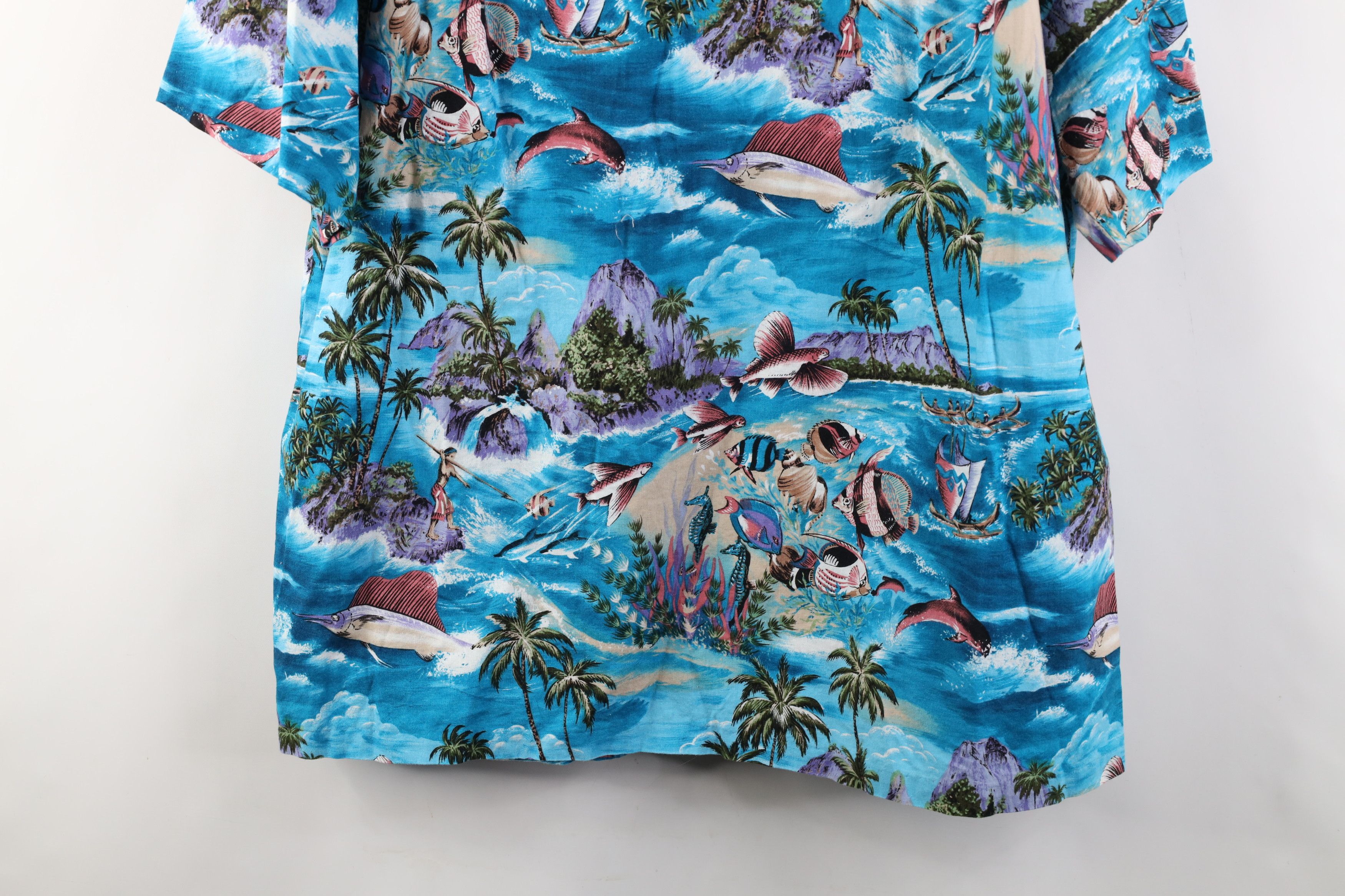 Vintage Vintage 90s Hawaiian Fish All Over Print Camp Collar Shirt Size US XL / EU 56 / 4 - 12 Thumbnail
