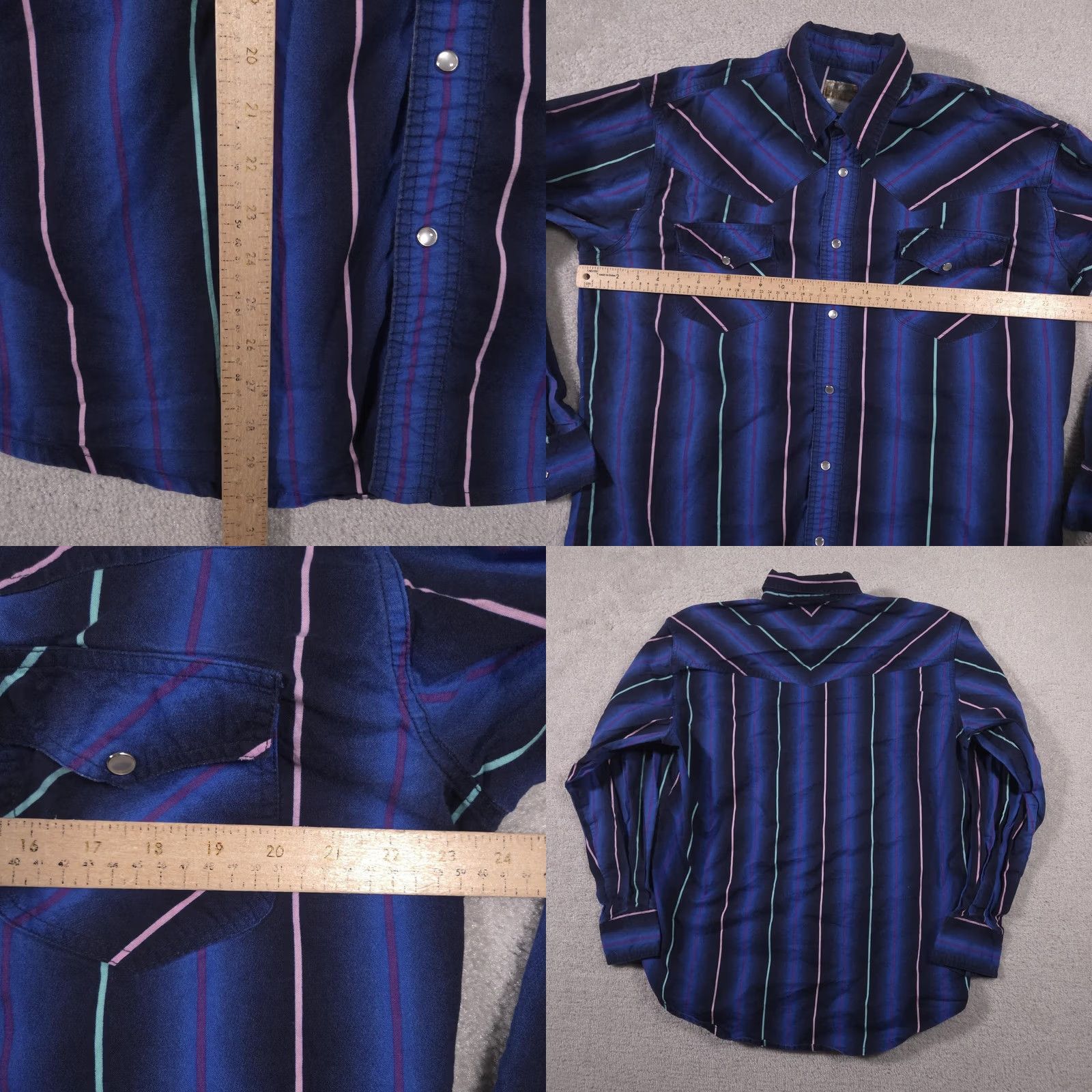 Express Express Rider Shirt Mens Large Blue Western Pearl Snap Striped Long Sleeve Size US L / EU 52-54 / 3 - 8 Thumbnail
