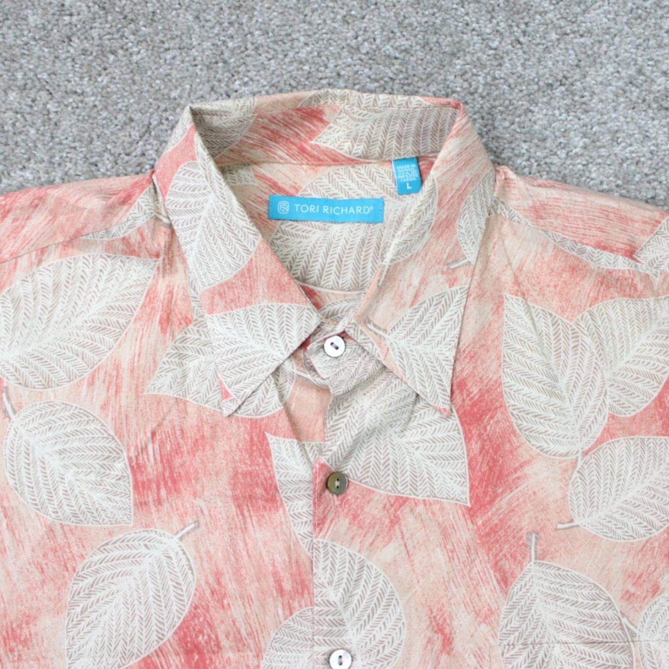 Tori Richard Tori Richard Shirt Mens Large Pink Floral 100% Cotton Lawn Short Sleeve Button Up Size US L / EU 52-54 / 3 - 5 Thumbnail