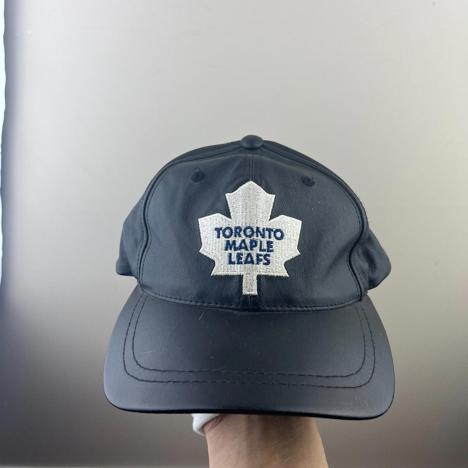 American Needle Vintage 90s Toronto Maple Leafs Leather Strapback Hat Size ONE SIZE - 1 Thumbnail