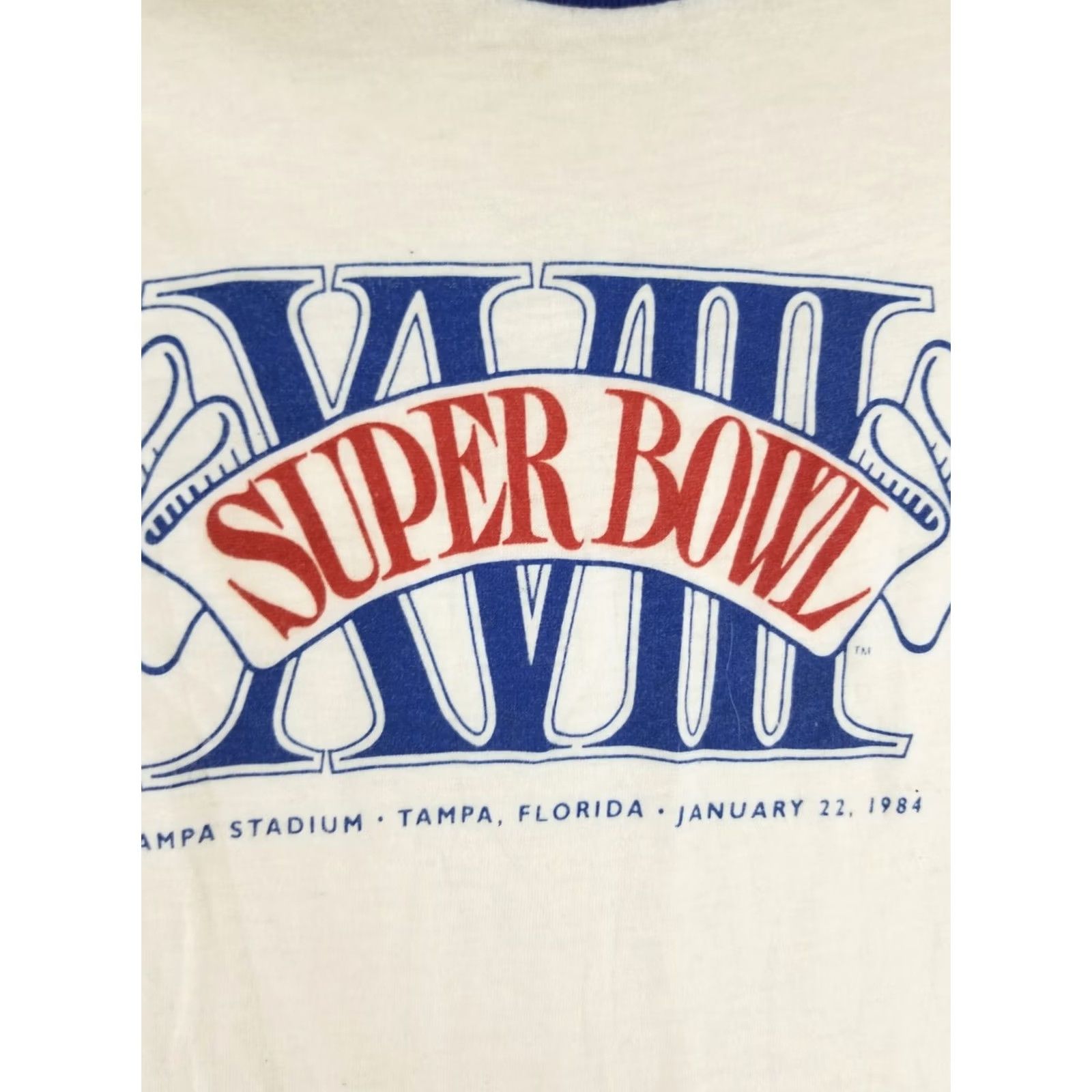 Vintage VINTAGE 84' SUPER BOWL TAMPA BAY FLORIDA SINGLE STITCH T-SHIRT M FIT SMALL WHITE Size US M / EU 48-50 / 2 - 2 Thumbnail