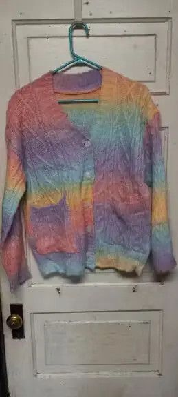 Japanese Brand Long Sleeve Shirts Women Rainbow Striped Size ONE SIZE - 2 Thumbnail
