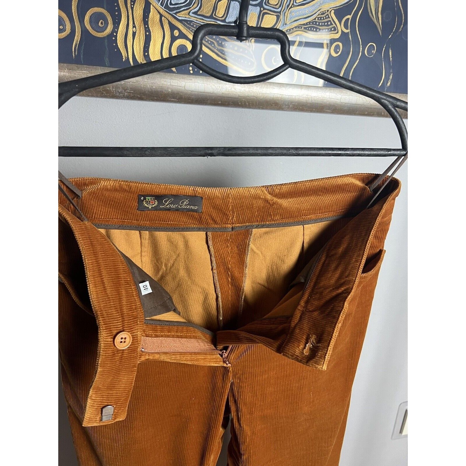 Loro Piana MINT! Loro Piana Orange Corduroy Women`s Straight Pants Size Size 27" / US 4 / IT 40 - 9 Thumbnail