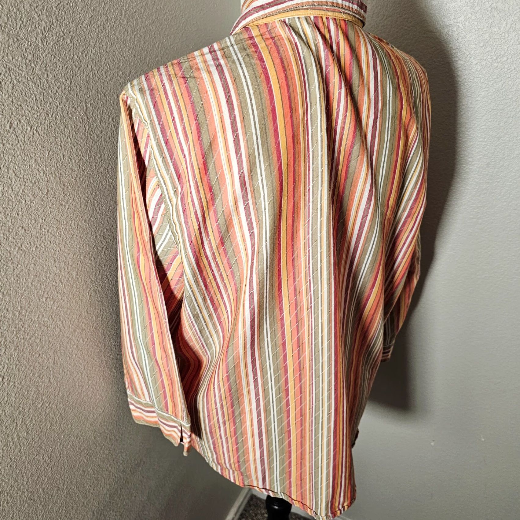 Vintage Alfred Dunner Shirt Women's Size 16 Orange Stripe Autumn Snap Button Size XXL / US 16-18 / IT 52-54 - 3 Thumbnail