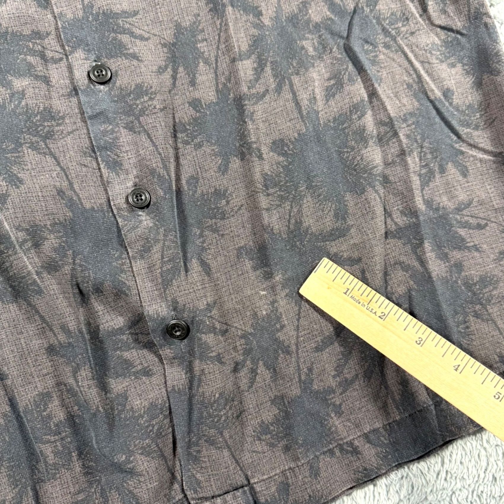 Nat Nast Nat Nast Button Up Shirt Mens Large Grey Silk Cotton Palm Tree Tropical S/S Size US L / EU 52-54 / 3 - 6 Thumbnail