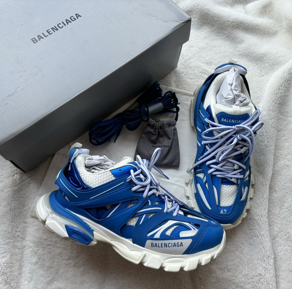Balenciaga Balenciaga Blue/White LED Tracks Size US 12 / EU 45 - 1 Thumbnail