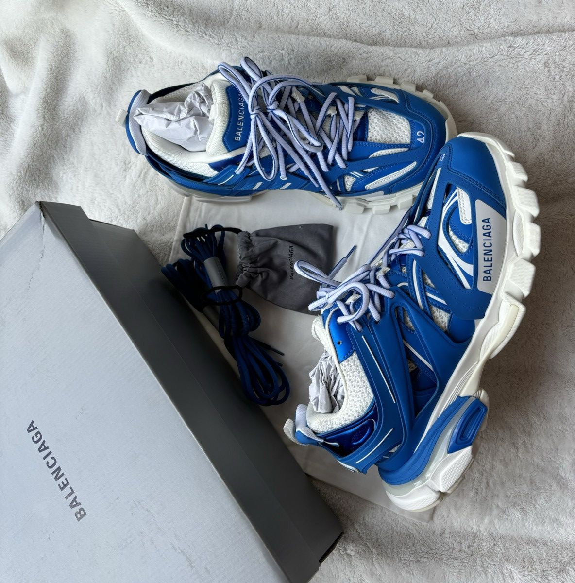 Balenciaga Balenciaga Blue/White LED Tracks Size US 12 / EU 45 - 1 Thumbnail