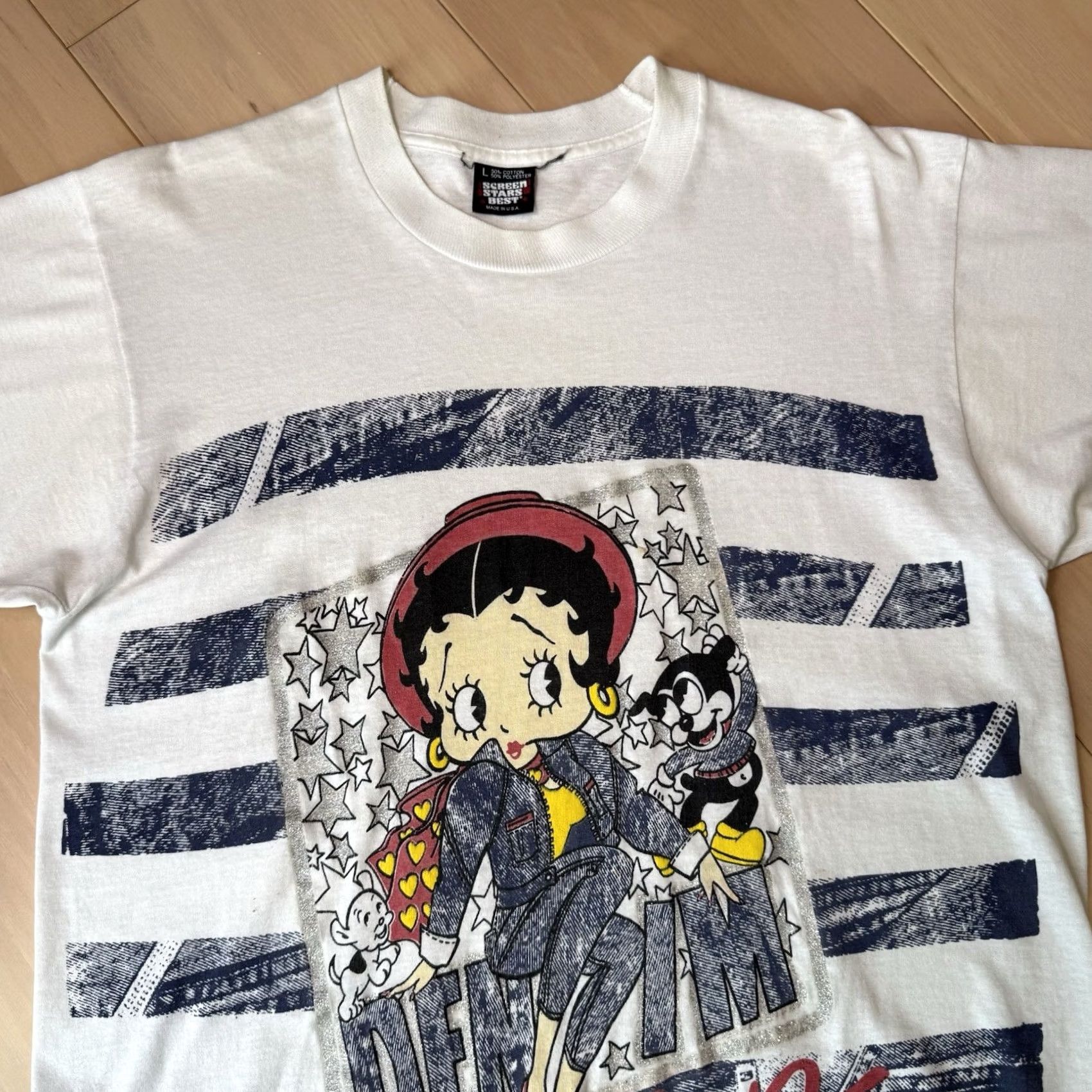 Vintage VINTAGE Betty Boop Shirt L White 90s Screen Stars Cartoon All Over Print Mens Shirt Size US L / EU 52-54 / 3 - 4 Thumbnail