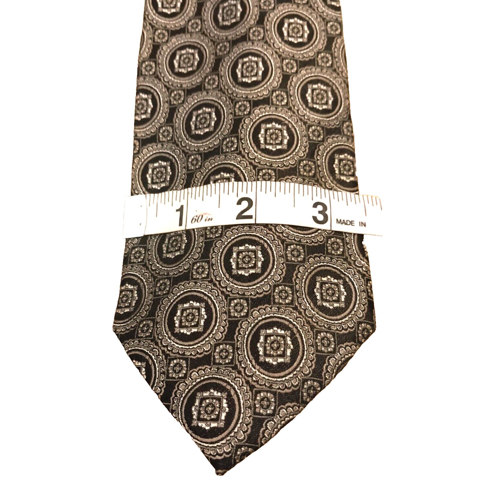 Burma Bibas Burma Bibas Men's Silk 59" Neck Tie Black w/Gold Silver Med. Size ONE SIZE - 2 Thumbnail