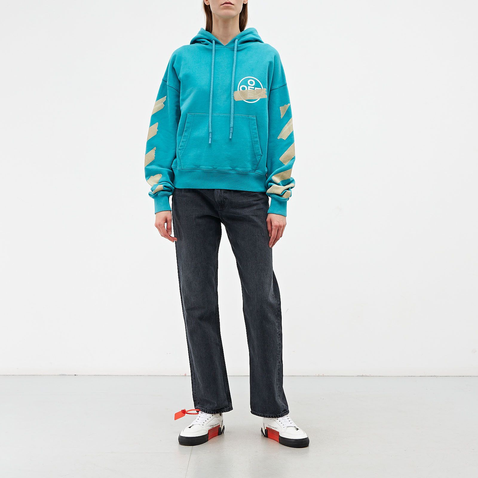 Off-White Blue Tape Arrows Logo Oversized Hoodie Size M / US 6-8 / IT 42-44 - 6 Thumbnail
