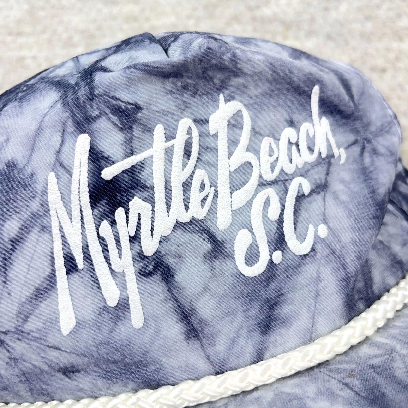 Roper VINTAGE Myrtle Beach Hat Cap Snapback Gray Nylon Rope 90s Trucker Adult Size ONE SIZE - 2 Thumbnail