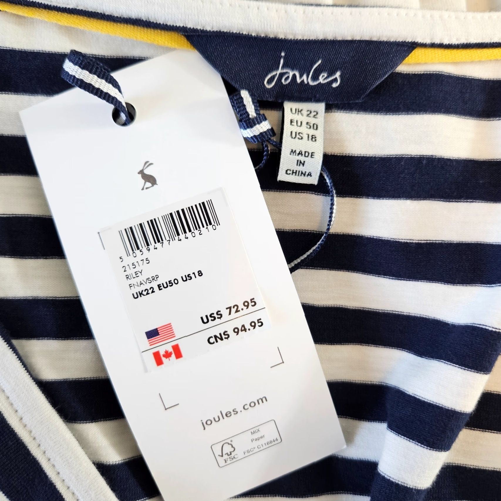 Vintage Joules Womens Faux Wrap Dress Sz 18 Blue White Stripe Pockets Cotton Blend Dress Short Sleeve Plus Size 18 Womens Size XXL / US 16-18 / IT 52-54 - 5 Thumbnail