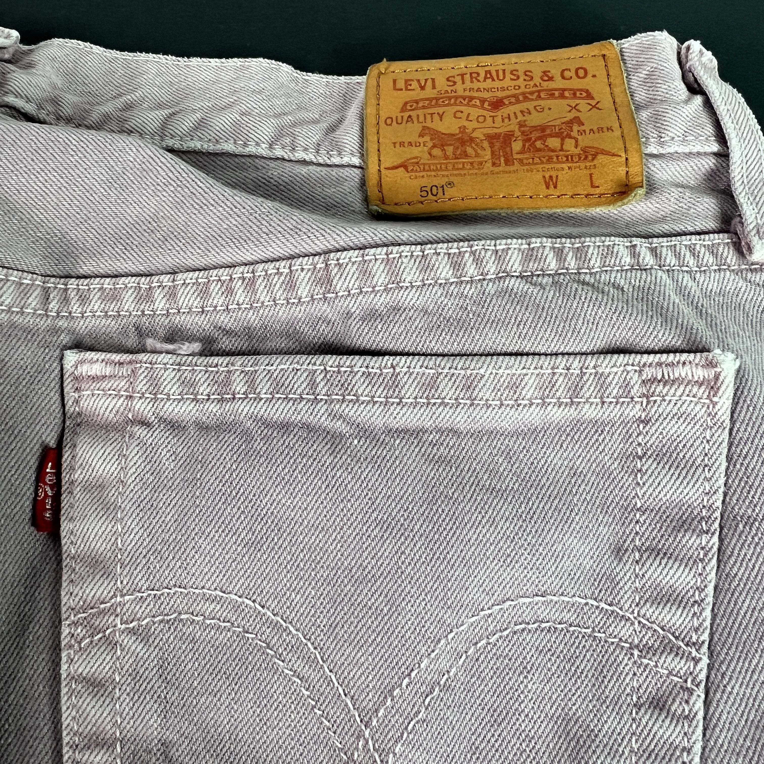 Levi's Y2K Levis Jeans Mid Rise Ankle Straight Purple Raw Hem Denim Size 29" - 15 Thumbnail