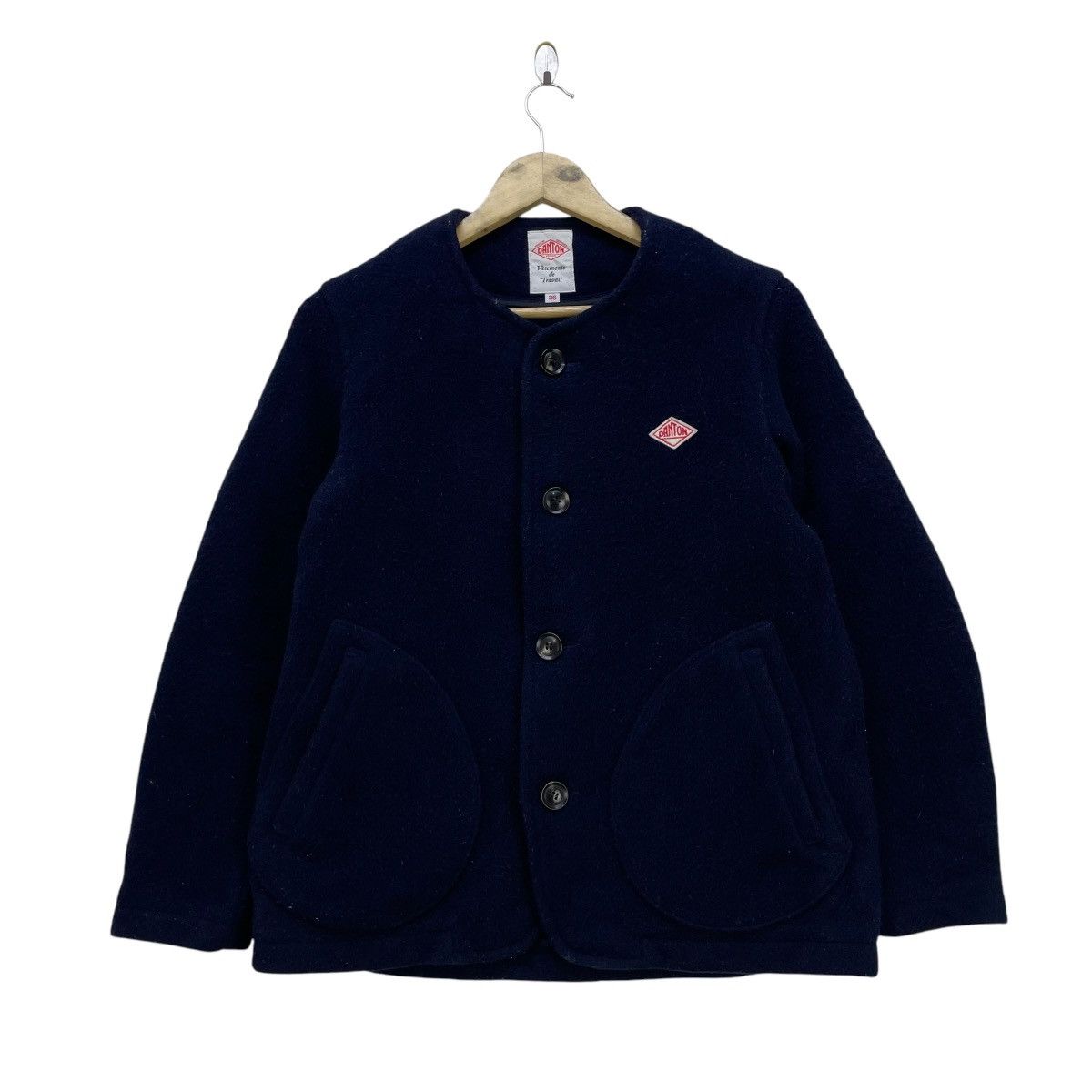 Danton 💥Vintage Danton Double D Pocket Wool Collar Less Jacket Size S / US 4 / IT 40 - 1 Thumbnail