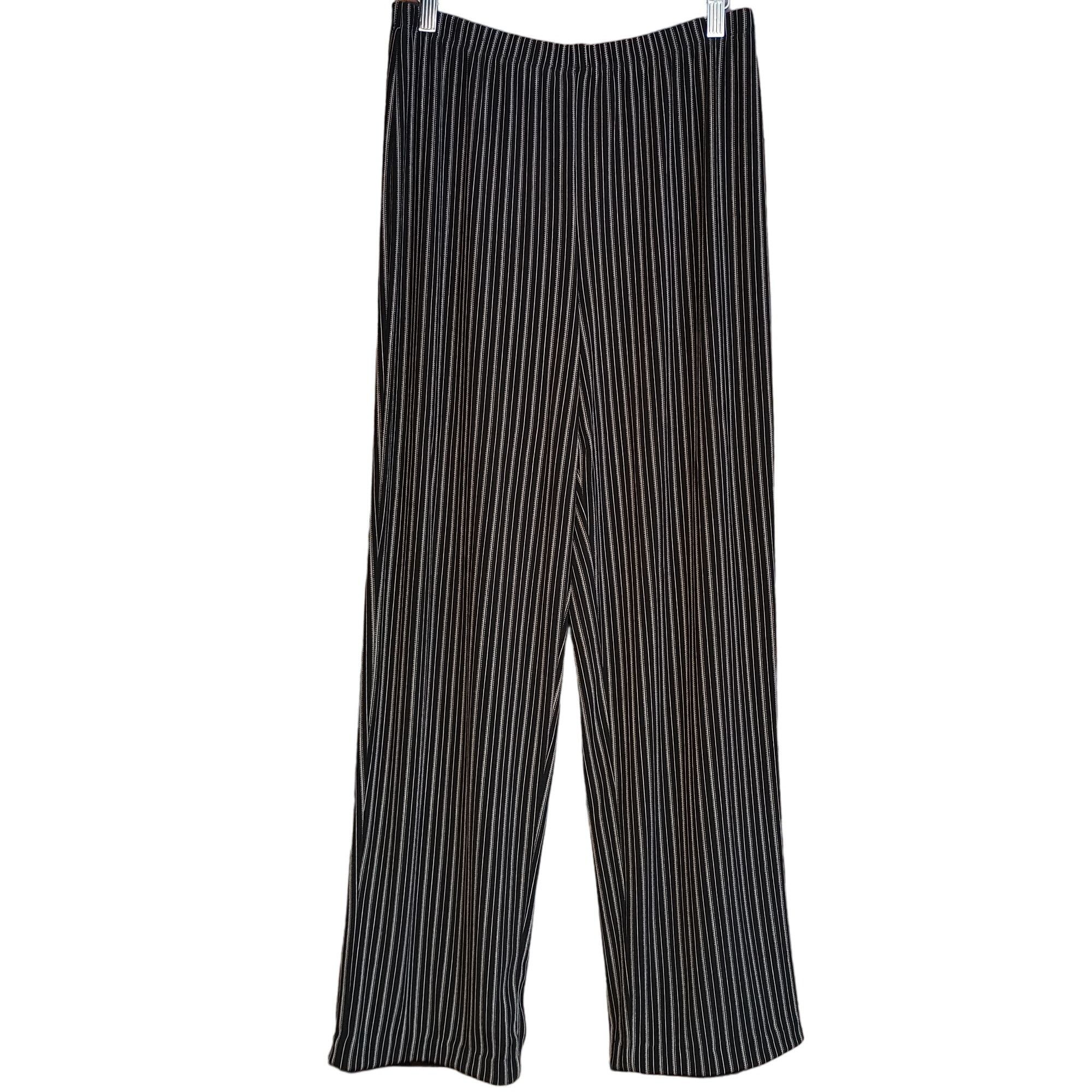 Chicos Chico's Women's Vertical Black/White Stripe Relaxed Fit Pant ...