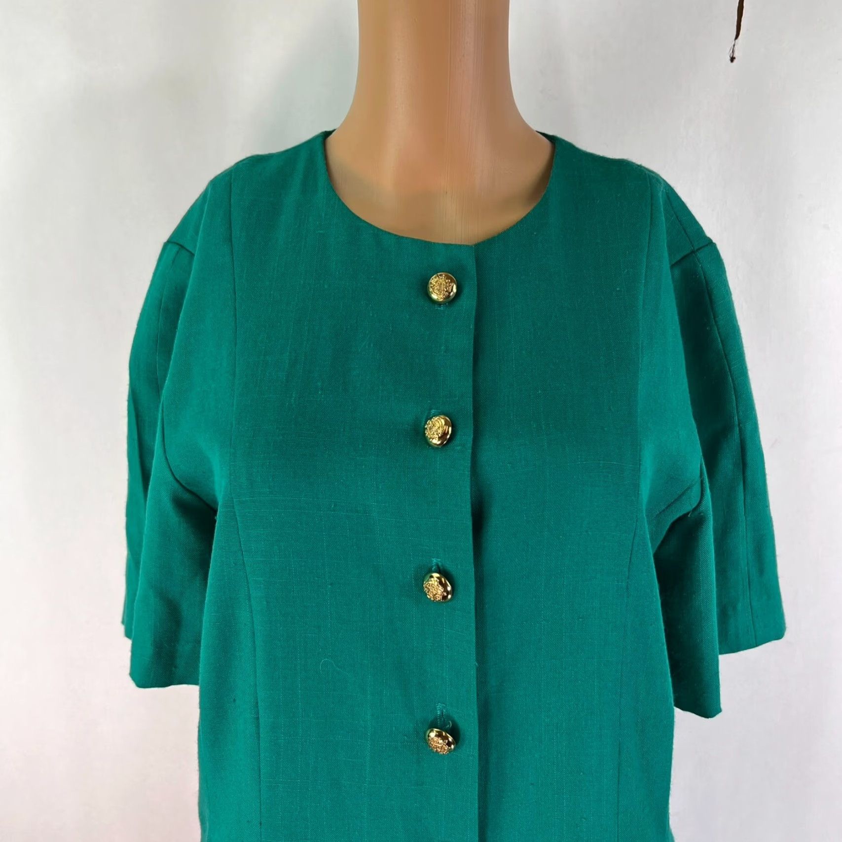 Vintage VINTAGE Brownstone Studio NY Front Button Midi Dress Womens 14 Green Pockets USA Adult Size XL / US 12-14 / IT 48-50 - 7 Thumbnail