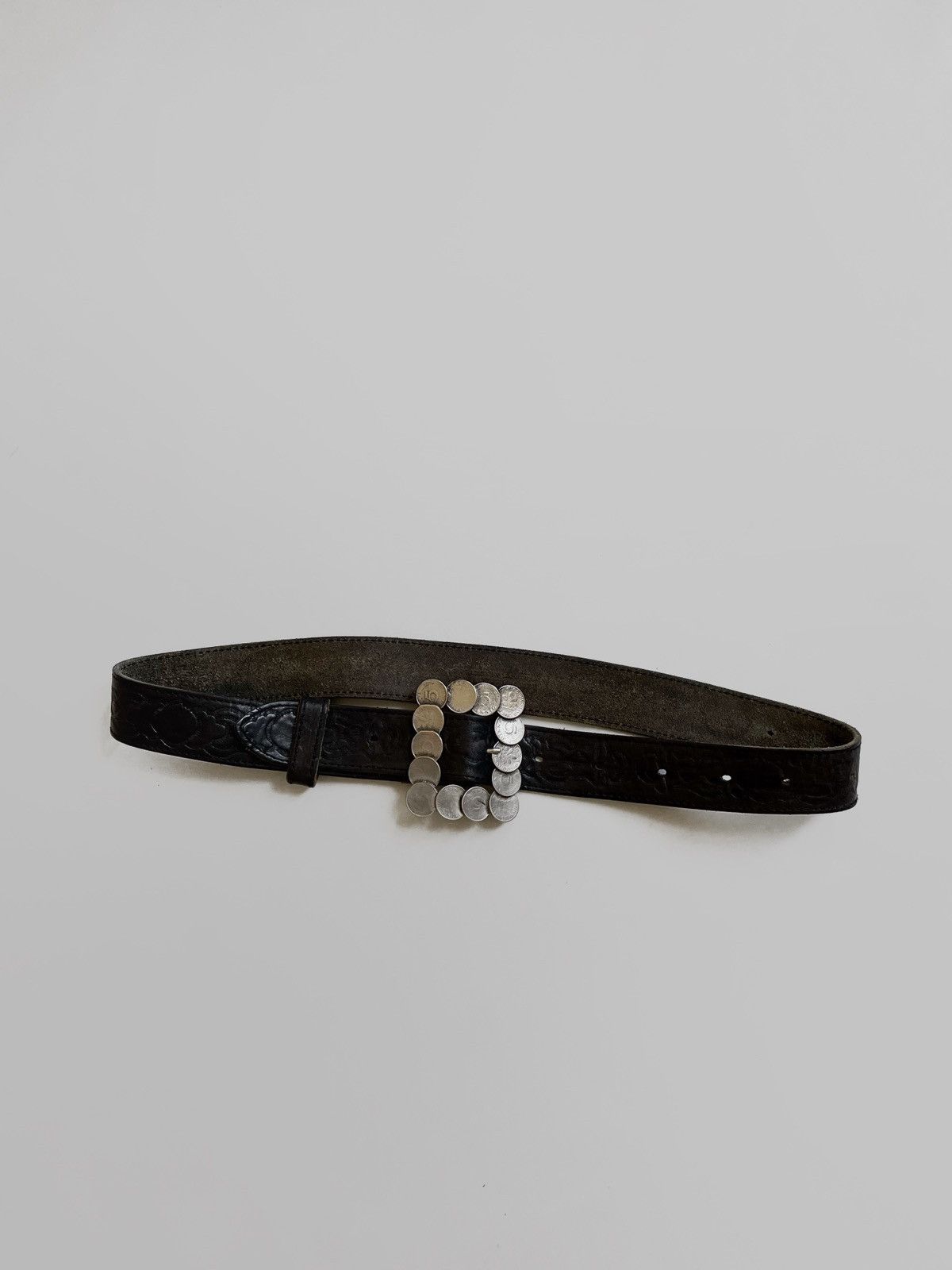 Archival Clothing × Japanese Brand × Vintage Archive 2000s leather belt  with coins | Grailed