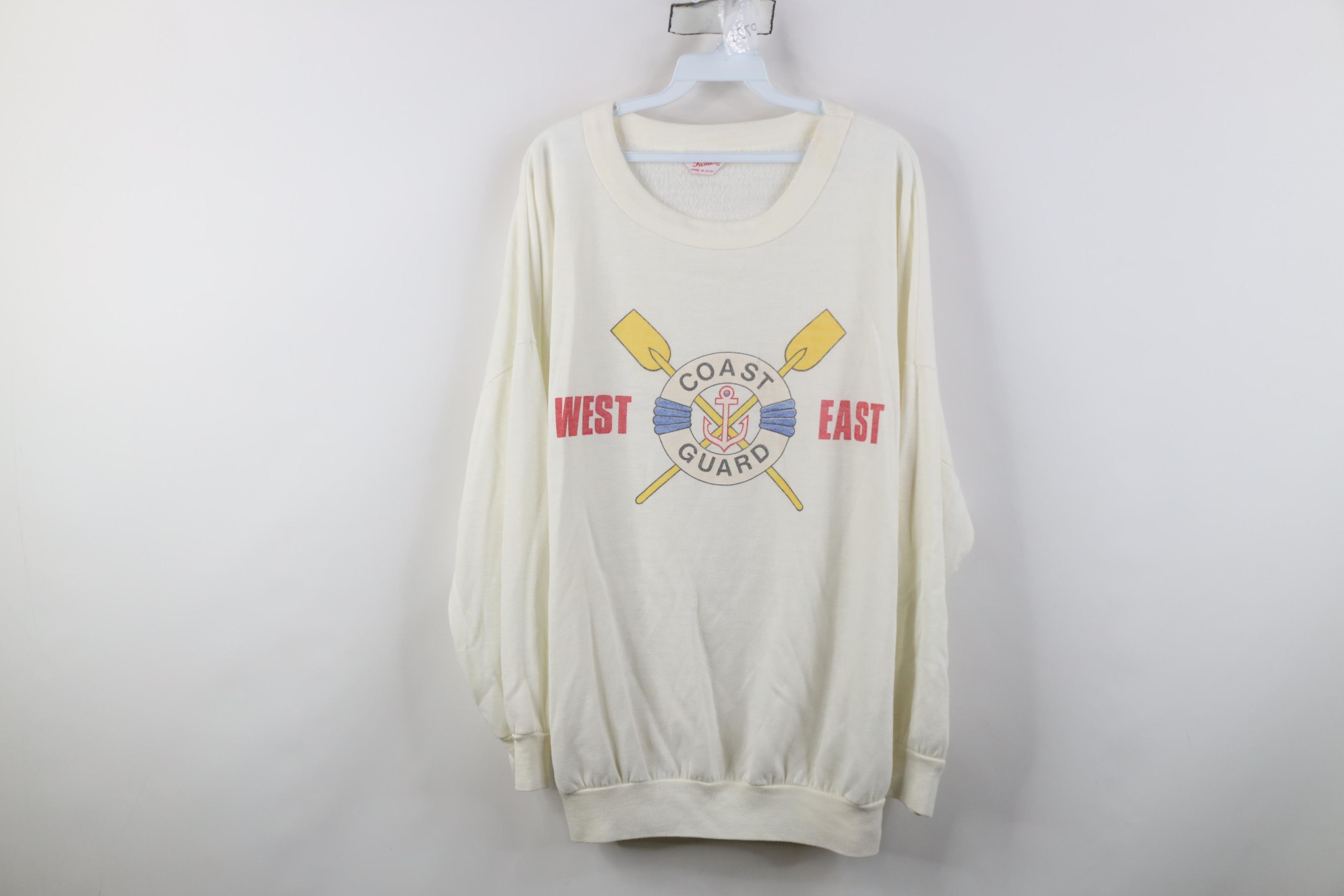 Vintage Vintage 80s 90s West East Coast Guard Sailing Sweatshirt USA Size XXL / US 16-18 / IT 52-54 - 1 Thumbnail