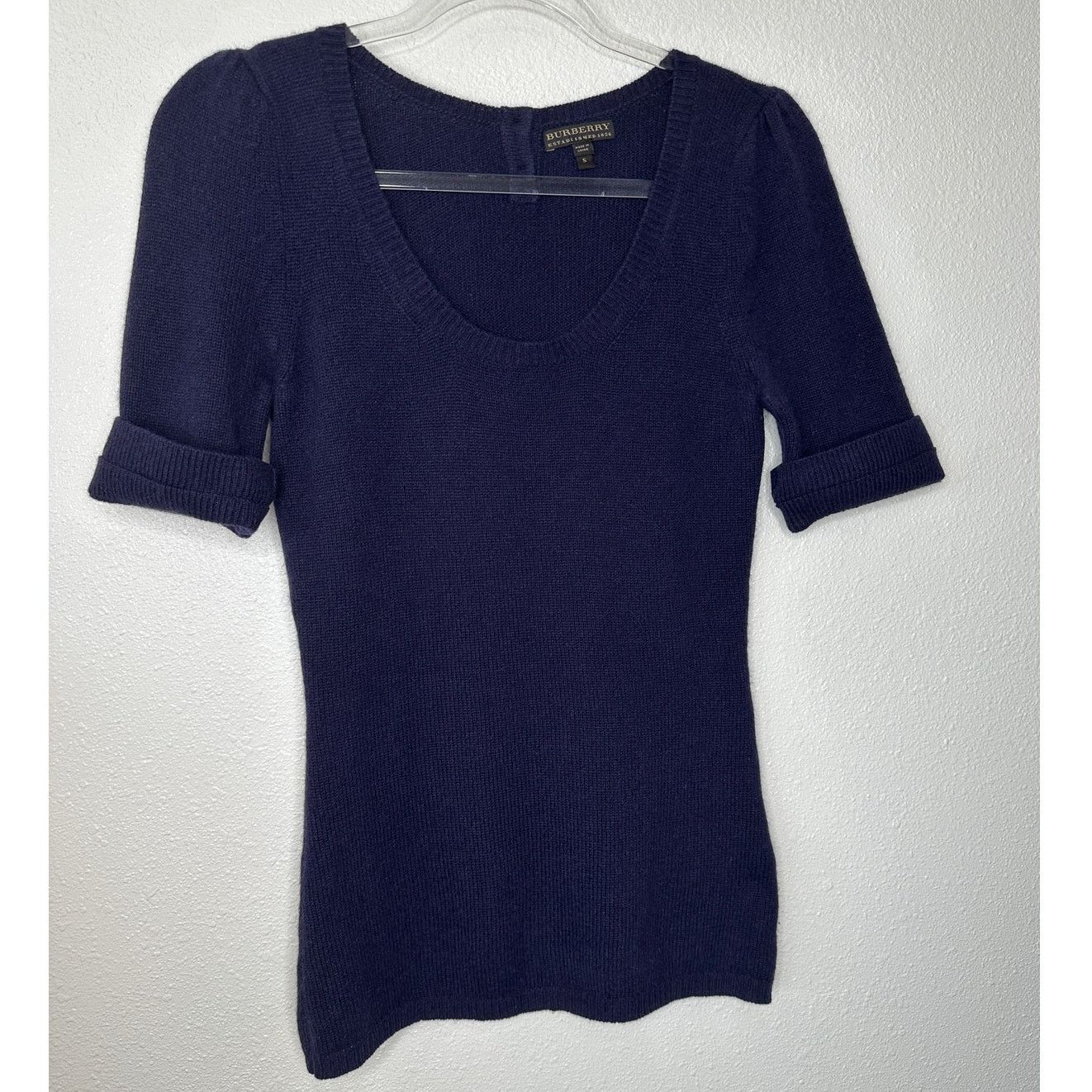 Burberry Burberry Dark Purple Round Neck Cuffed Button Neck Sweater Size S / US 4 / IT 40 - 6 Thumbnail