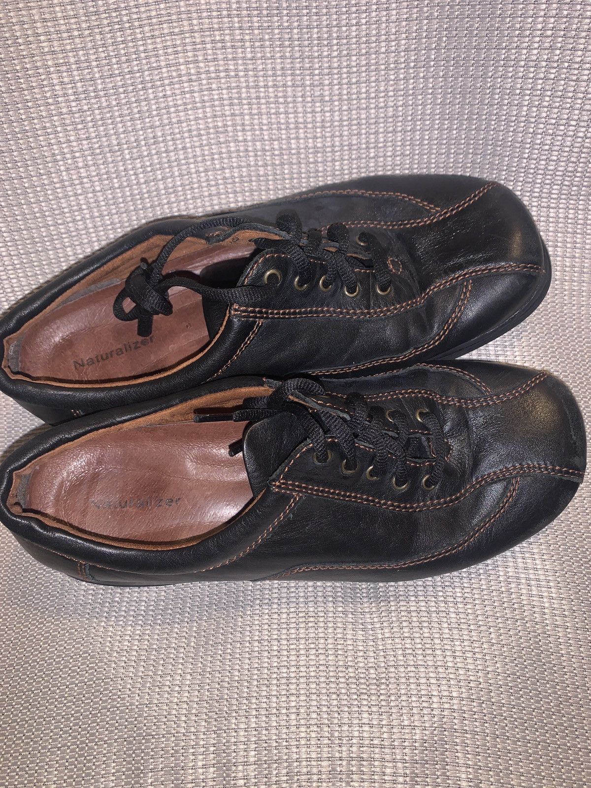 Naturalizer Naturalizer Leather 10WW Lace Flat Oxford black w BRN stitch Size US 10 / IT 40 - 10 Thumbnail