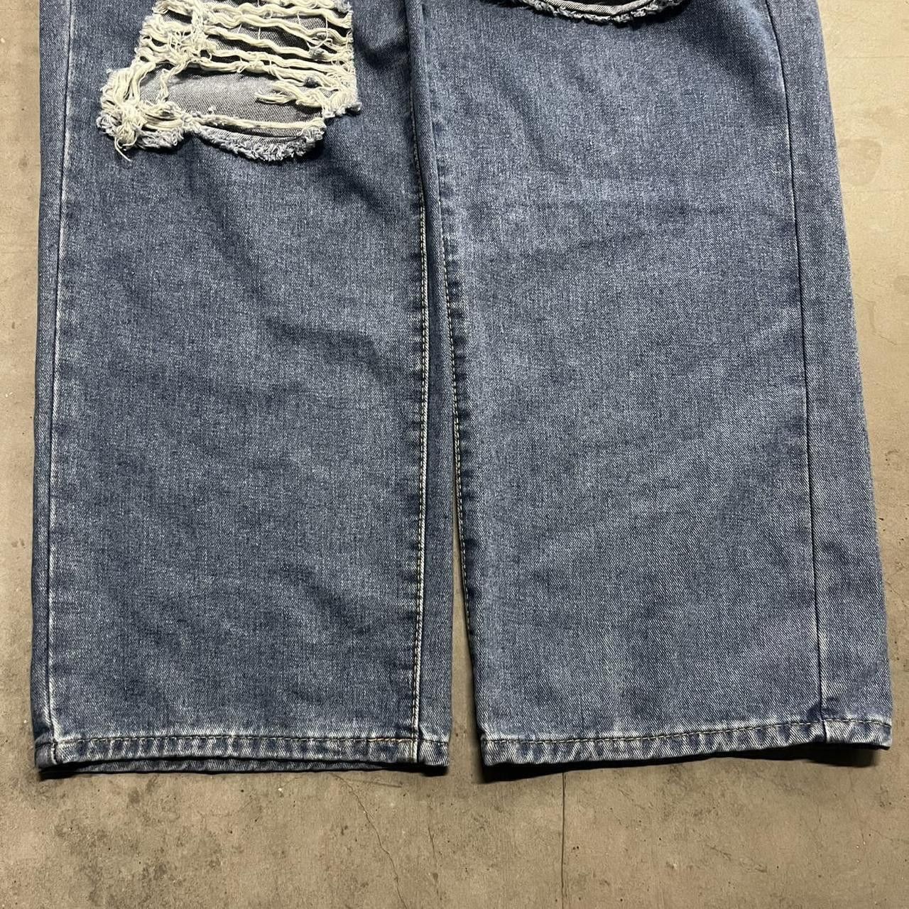 Vintage Vintage Y2K/2000s Super Baggy JNCO Style Ripped Streetwear Style Medium Wash Denim Jeans! Size US 42 / EU 58 - 5 Thumbnail