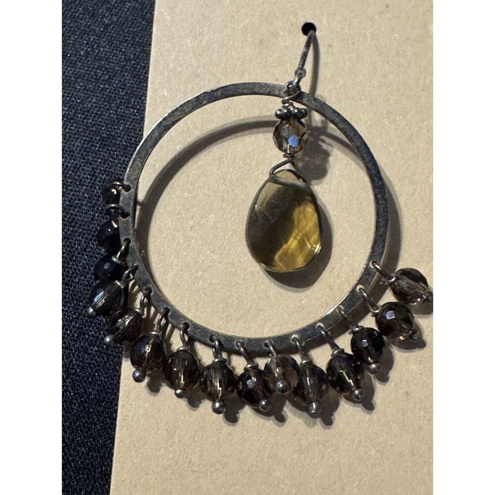 Other Faceted Inside Dangle Glass Hoop Earrings Size ONE SIZE - 1 Thumbnail